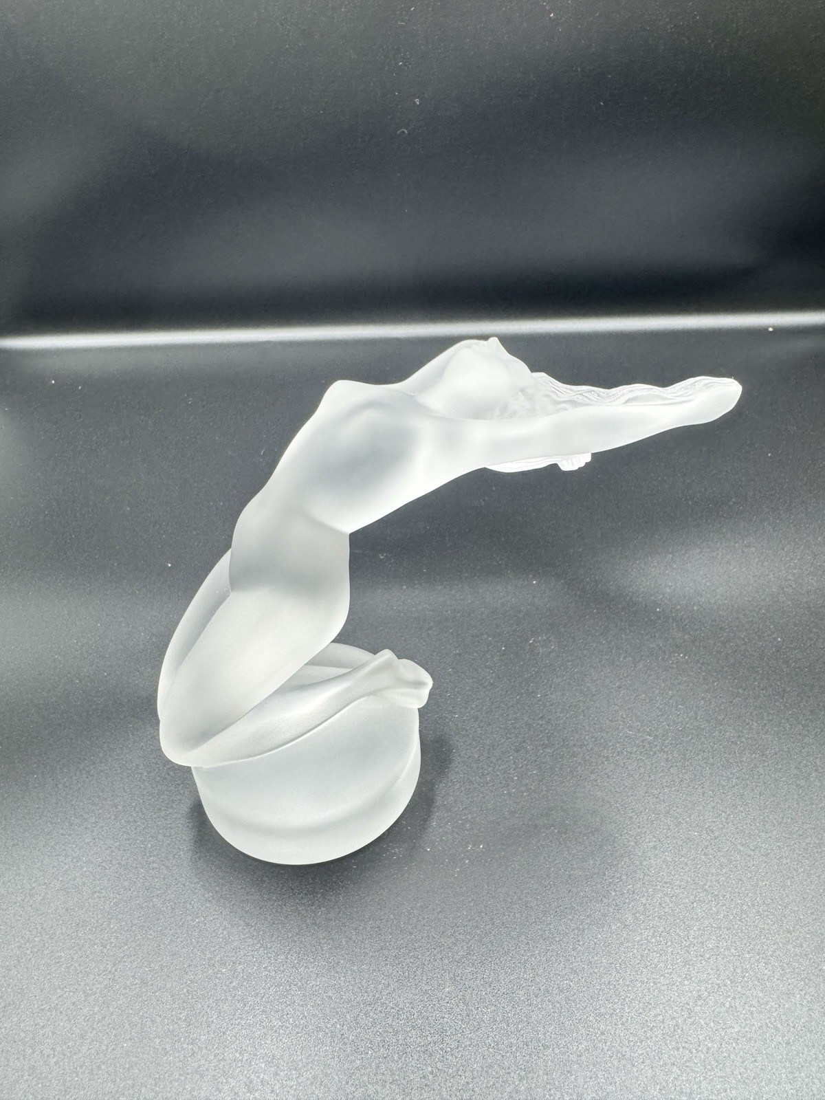 Vintage Lalique France Frosted Crystal Nude Female Sculpture Signed