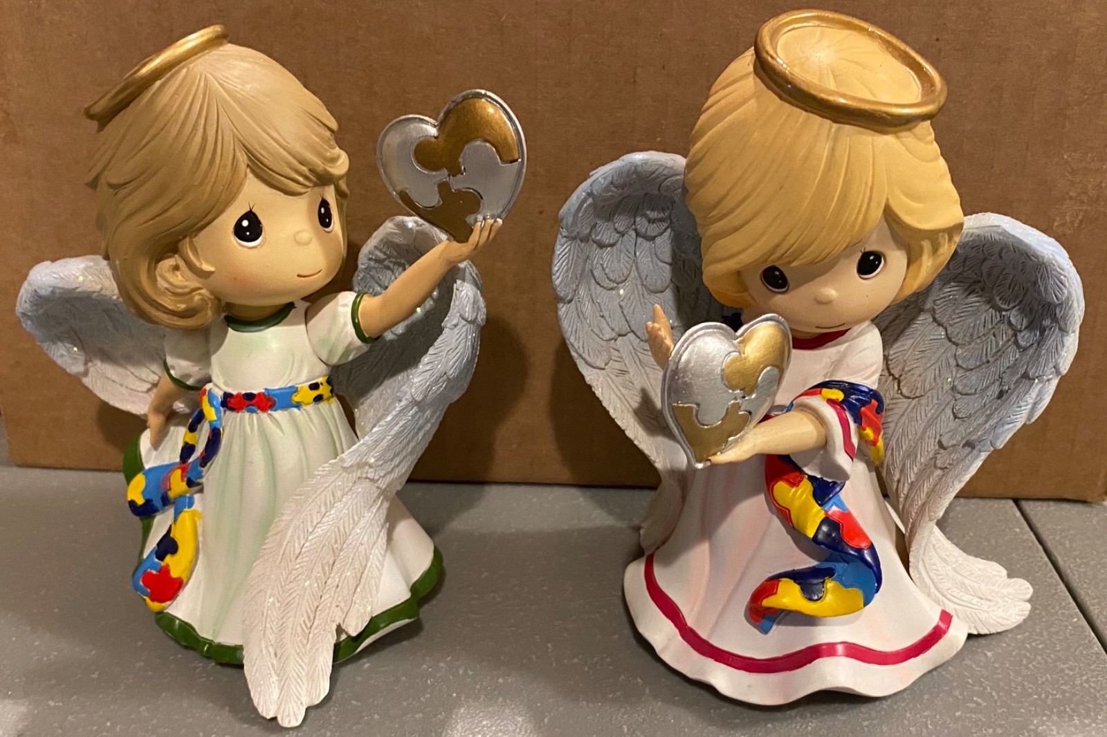 RARE! SET Precious Moments ANGEL OF LOVE & ANGEL OF HOPE Autism Awareness 2013