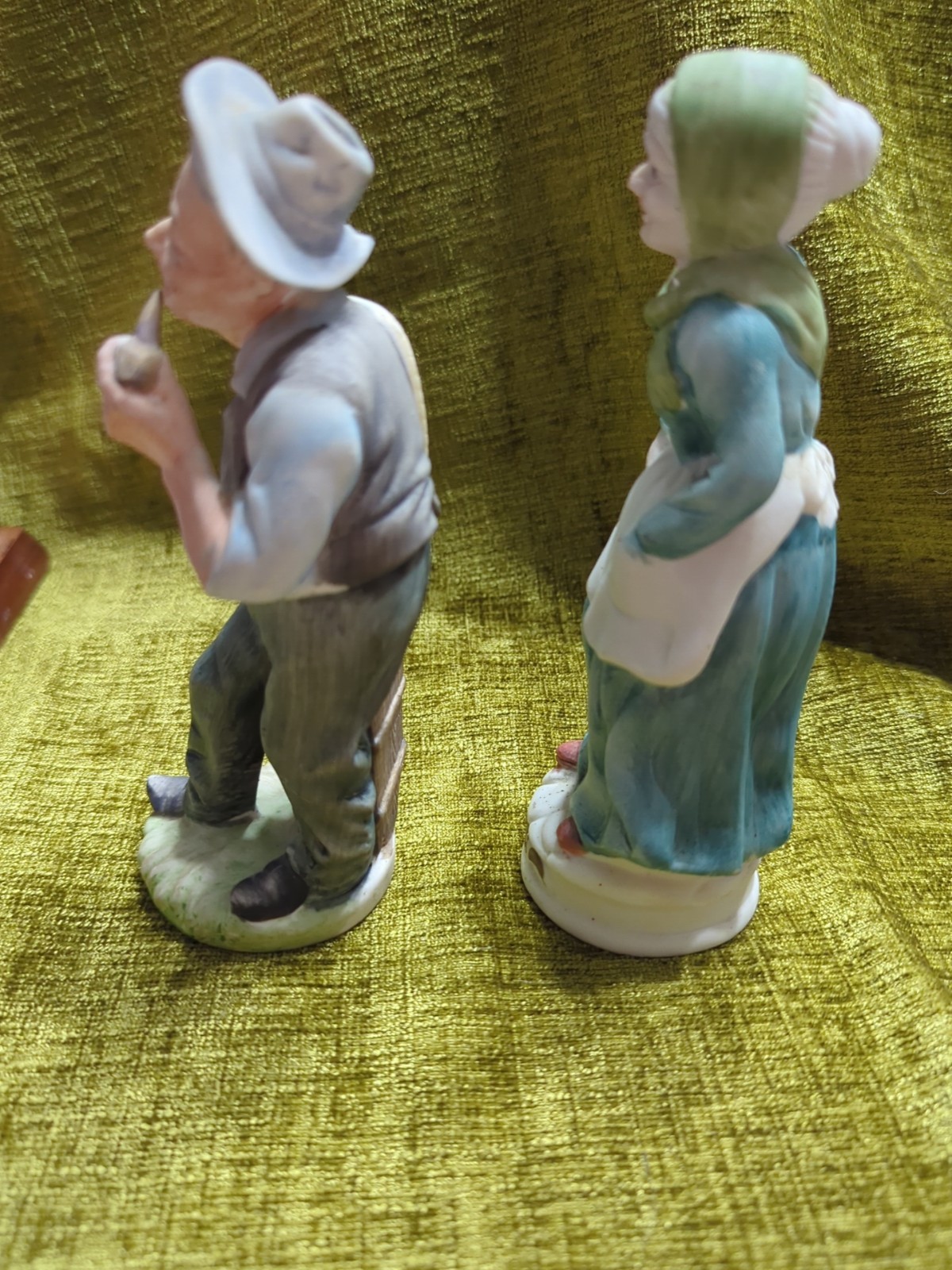 Arco Vintage Hand Painted Bisque Figurines Man and Woman Elders