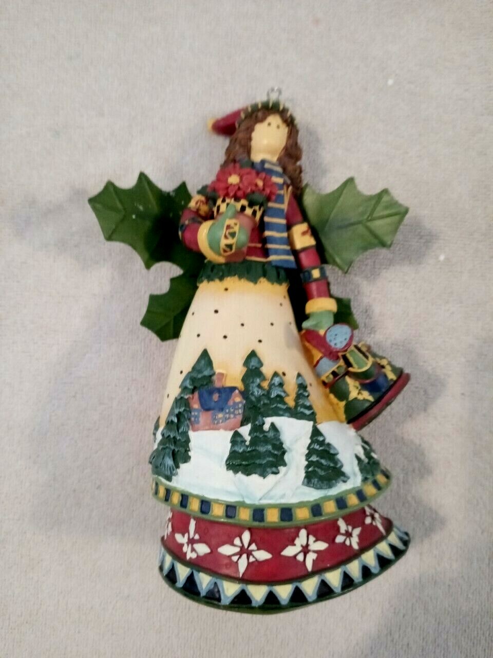 Multi-colored “GARDEN ANGEL” figurine ornament 8″ tall – NICE
