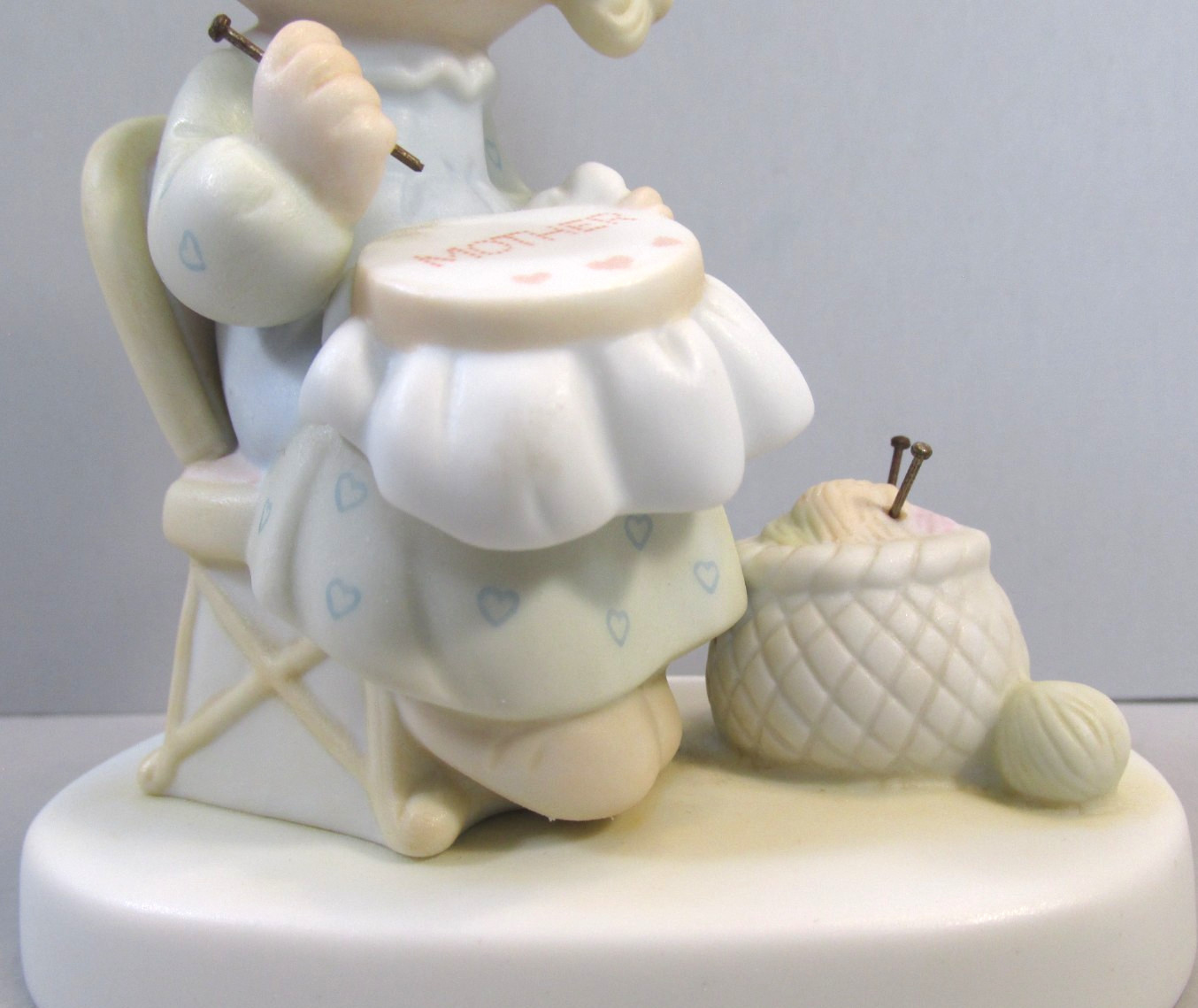 1979 Precious Moments “Mother Sew Dear” Embroidering Fig. – E-3106 – Vessel Mark