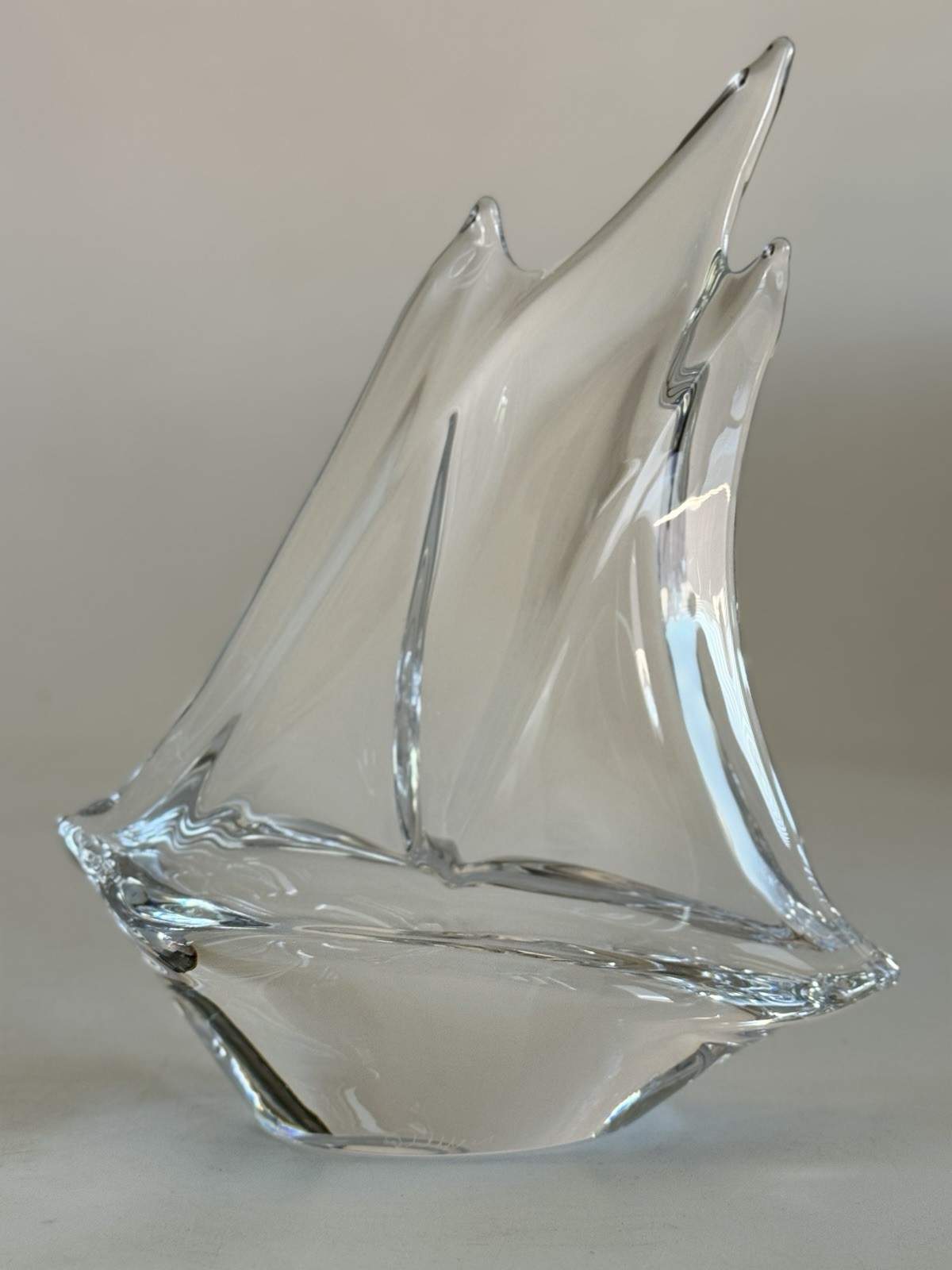 Daum Crystal Sailboat France Signed 7.75” Modern Nautical Art Glass Sculpture