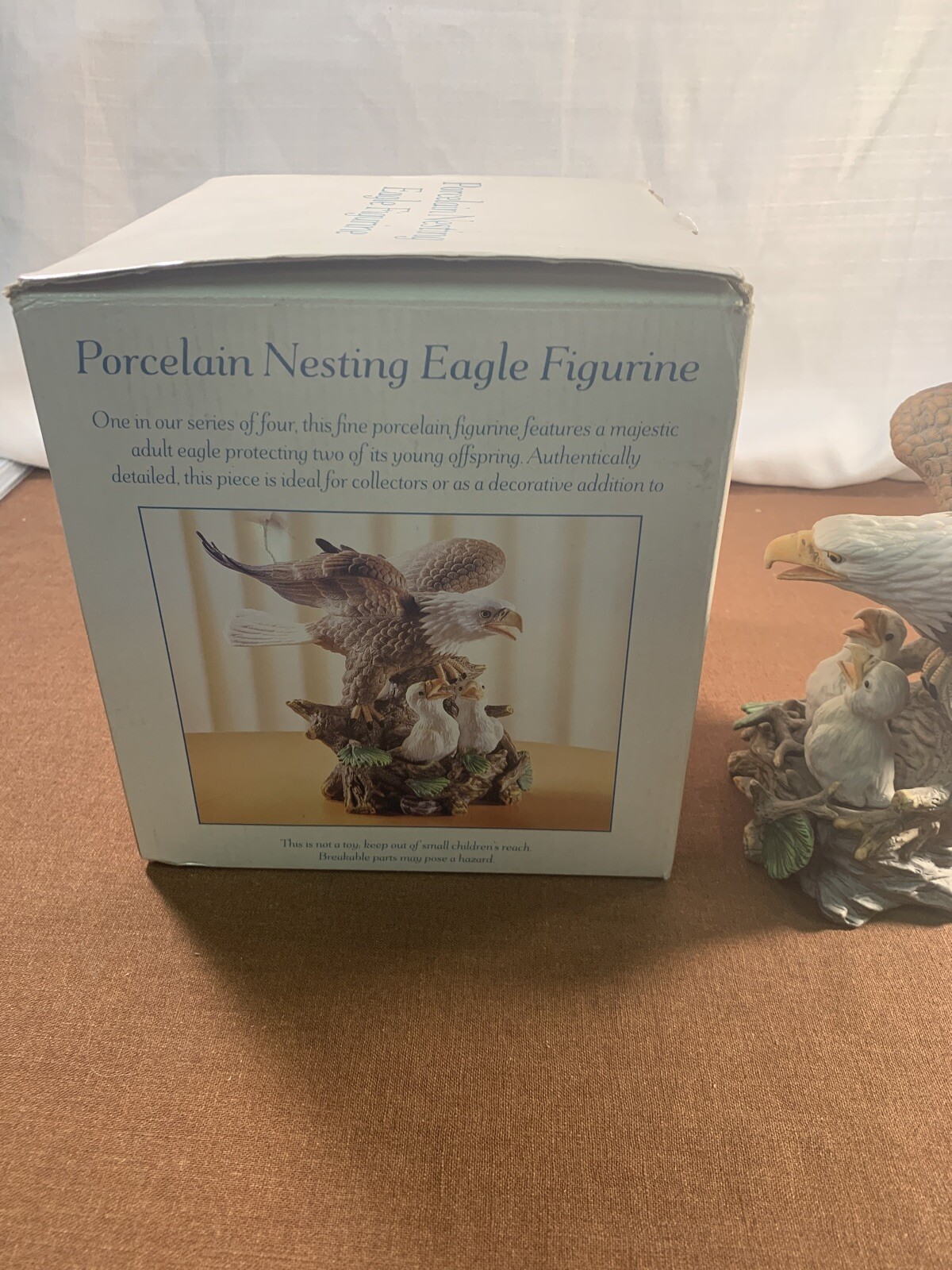 Porcelain Nesting Eagle Figurine- Bird of Pray Nest Babies Vintage
