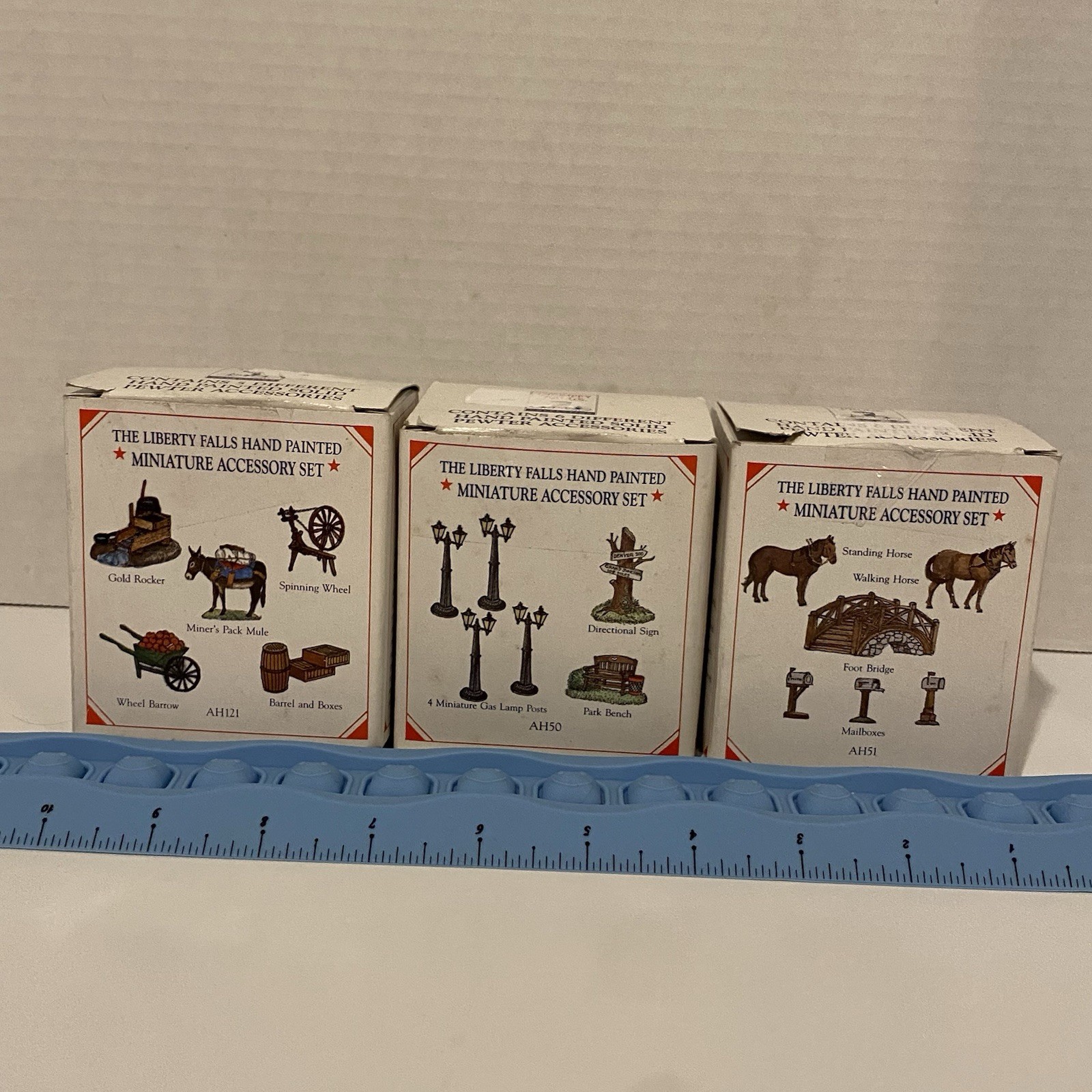 Liberty Falls Collection Hand Painted Solid Pewter Figurines Set Of 3