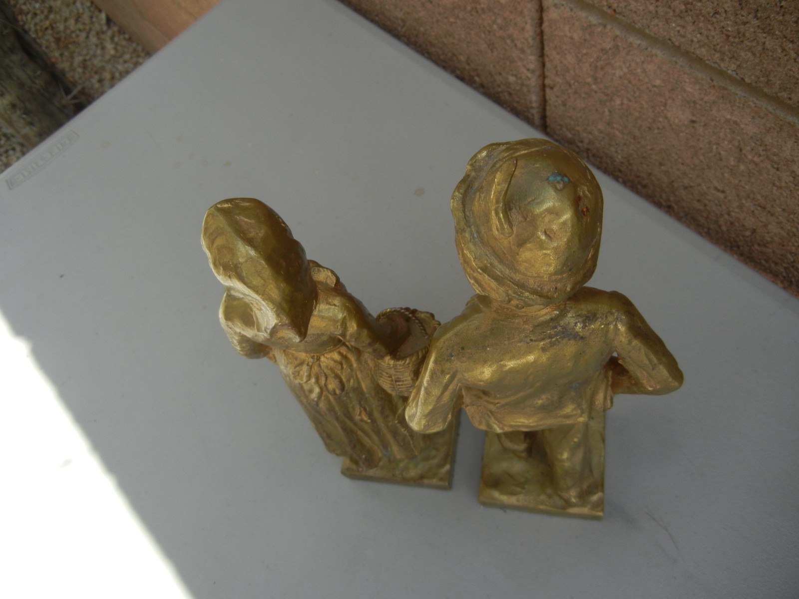 (2) Vintage Collectible Sculptures (bronze?) : Couple / Young Boy & Girl
