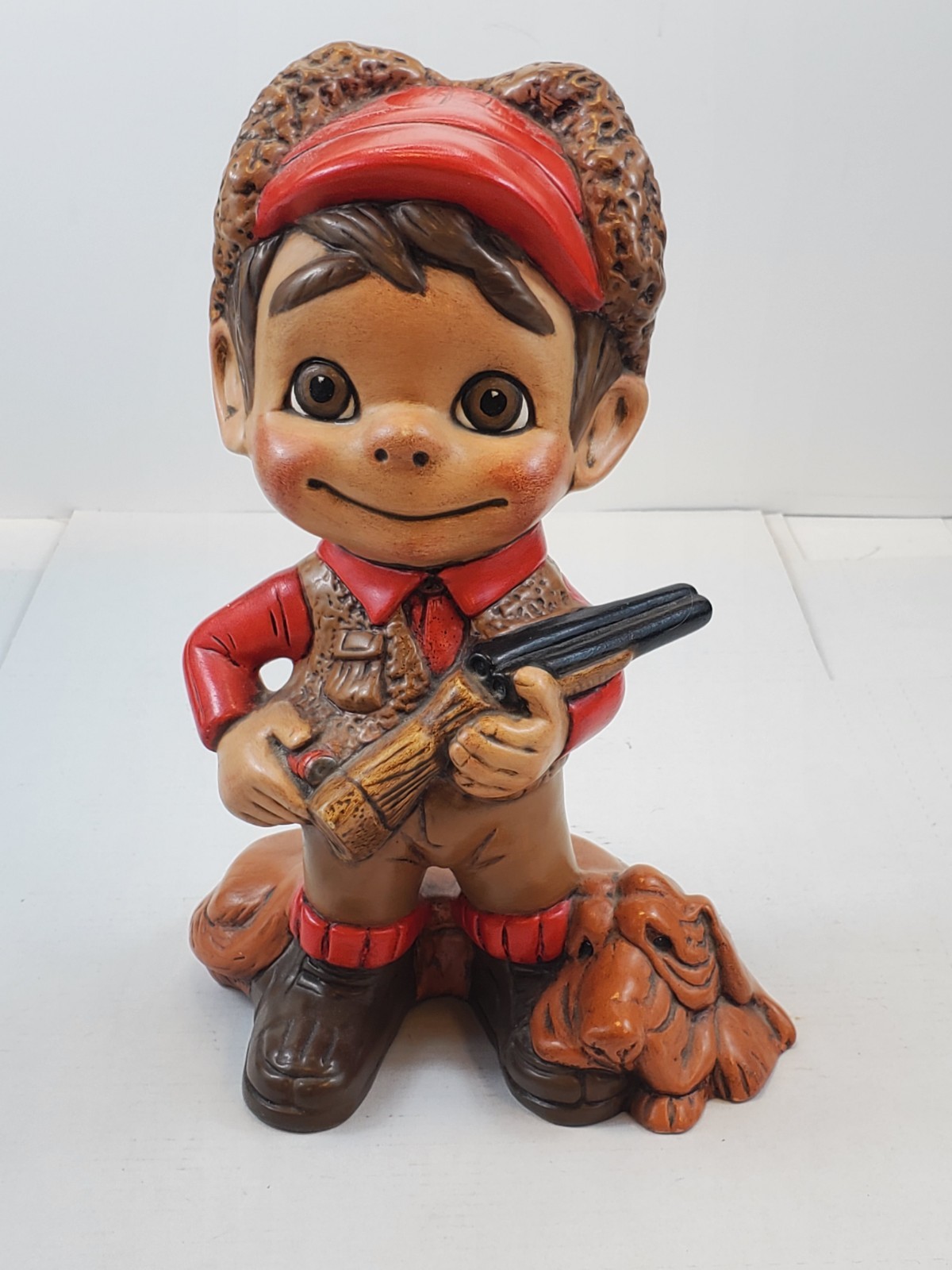 Hunter Boy Rifle And Hound Atlantic Mold 10.5″ Ceramic Figurine Vintage