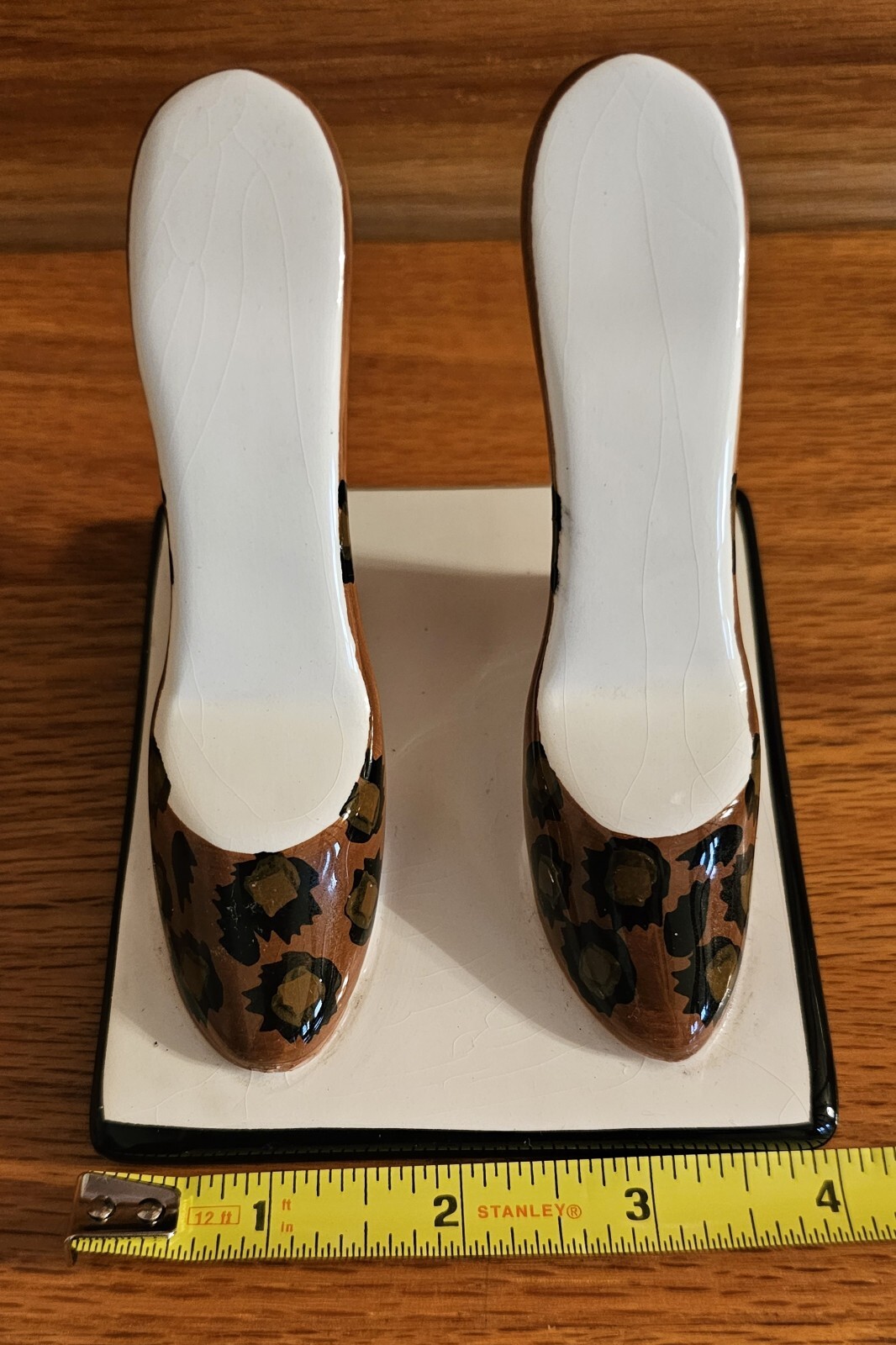 VTG Ceramic Animal Print High Heel Shoes Figurine Knick Knack 4×4.5 VGC