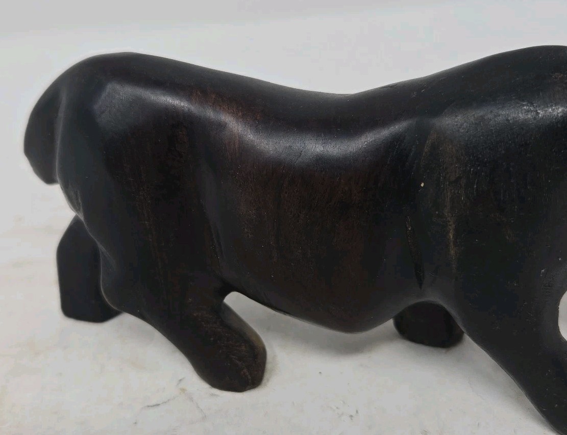 Hand Carved African Ironwood Rhino Figurine Safari Animal Sculpture 7” x 3”