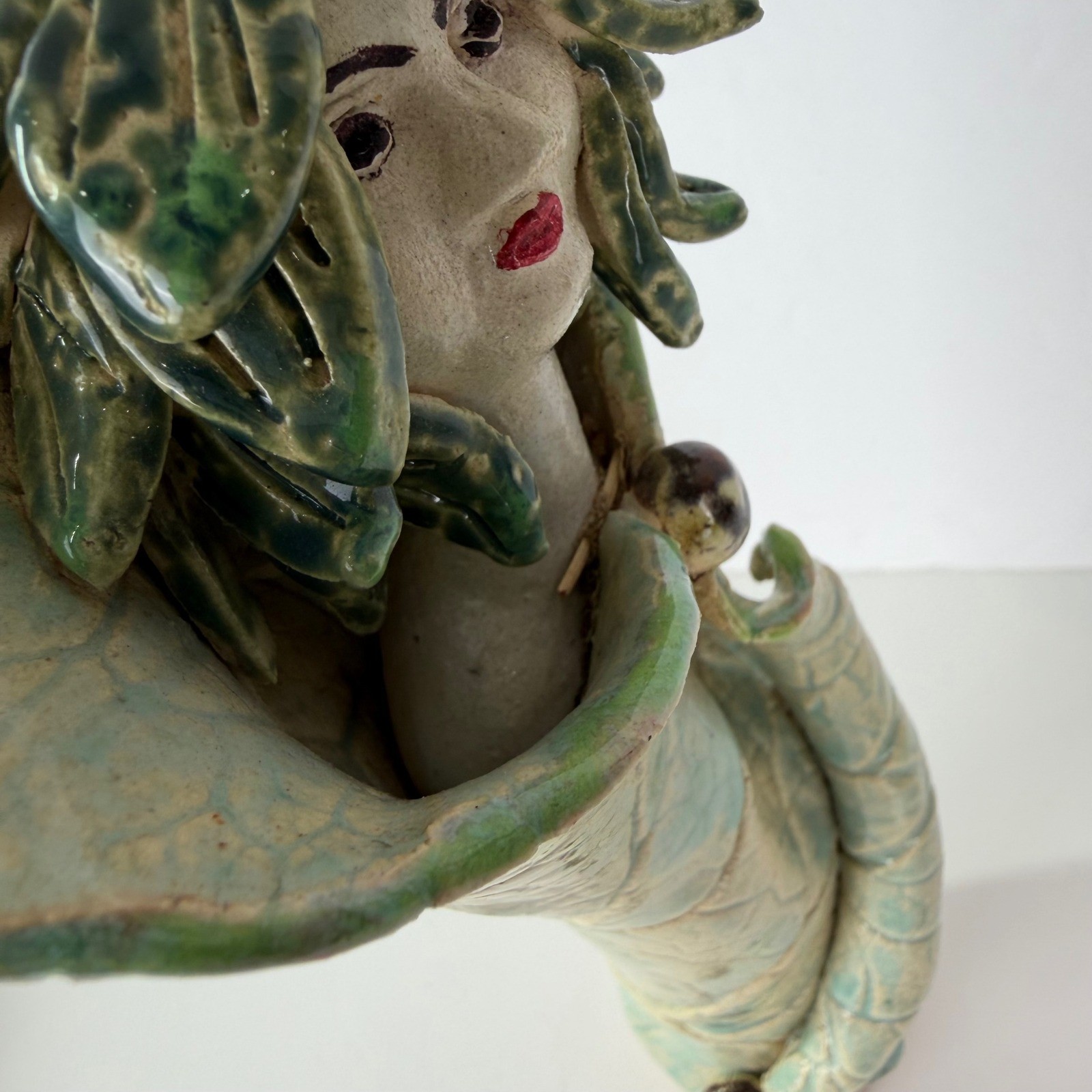 Handmade Ceramic Leaf Woman Figurine Nature Goddess Studio Pottery Sculpture 10″