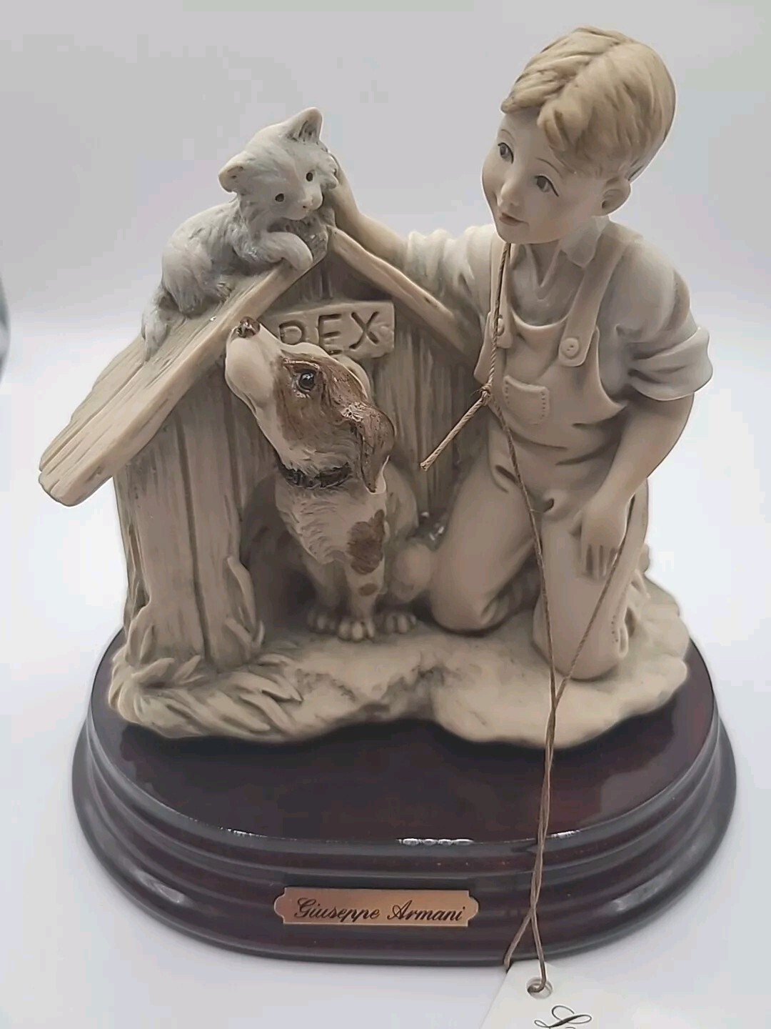 Giuseppe Armani Figurine Signed #0257T Difficult Situation Florence 1993 Boy Dog