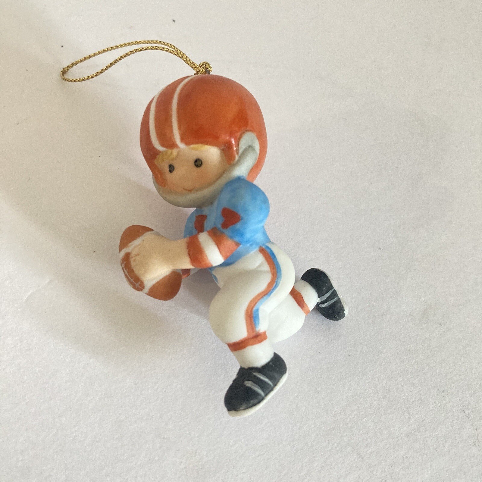 Vintage 1985 Enesco Country Cousins Katie Football Player Skiing Ornament Lot