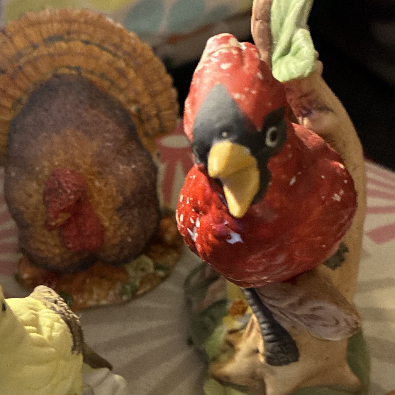 Ceramic Bird Figurine Lot, Multicolor Blue Jay Cardinal Turkey & More.