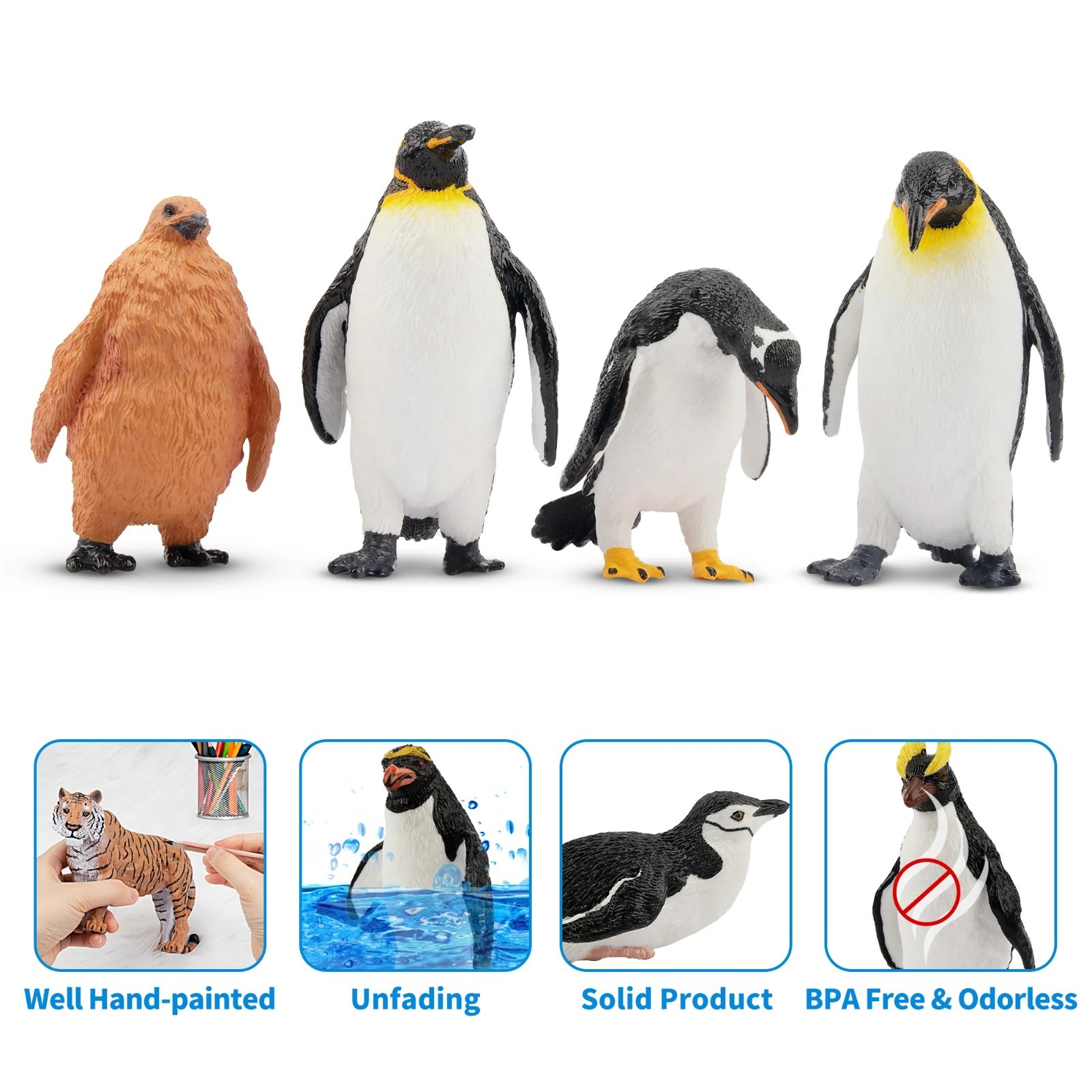 Toymany 12-pcs Penguin Animal Figurine Collectible Hand-painted Toy Set