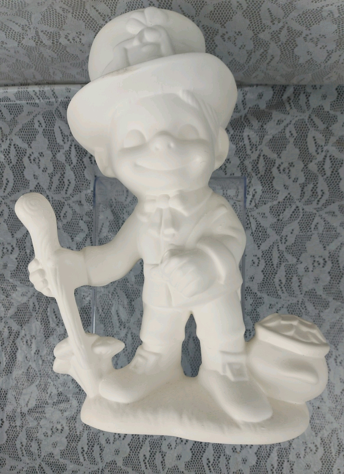 Atlantic Mold Smiley Leprechaun St. Patrick’s Ceramic Unfinished Statue 14″ VTG