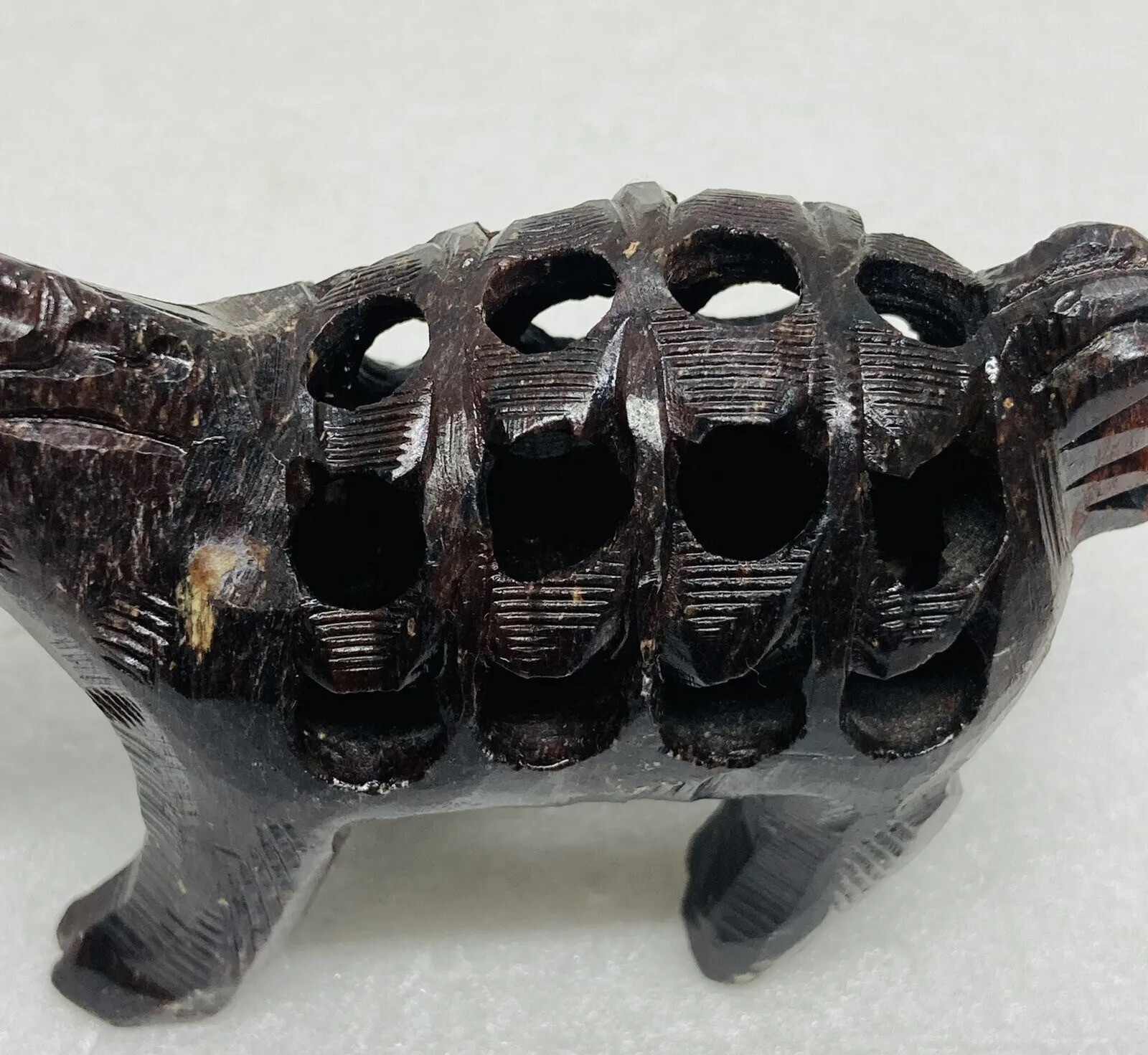 Vintage Stone Carved Horse Figurine Hollow Baby Horse Inside Body Art Decor 6