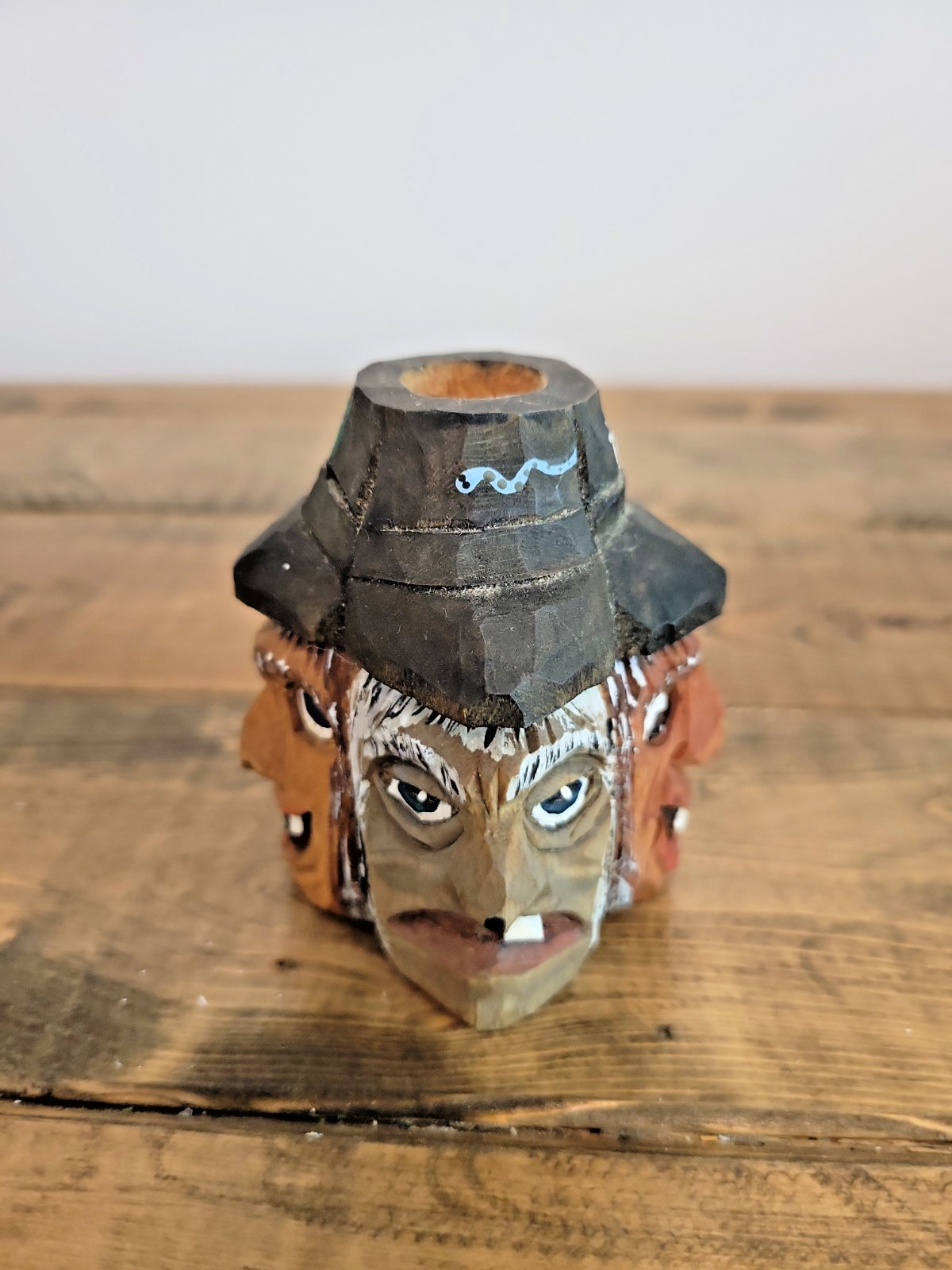VTG Hand Carved Wood Toothpick or Candle Holder – Folkart, Witches, Halloween
