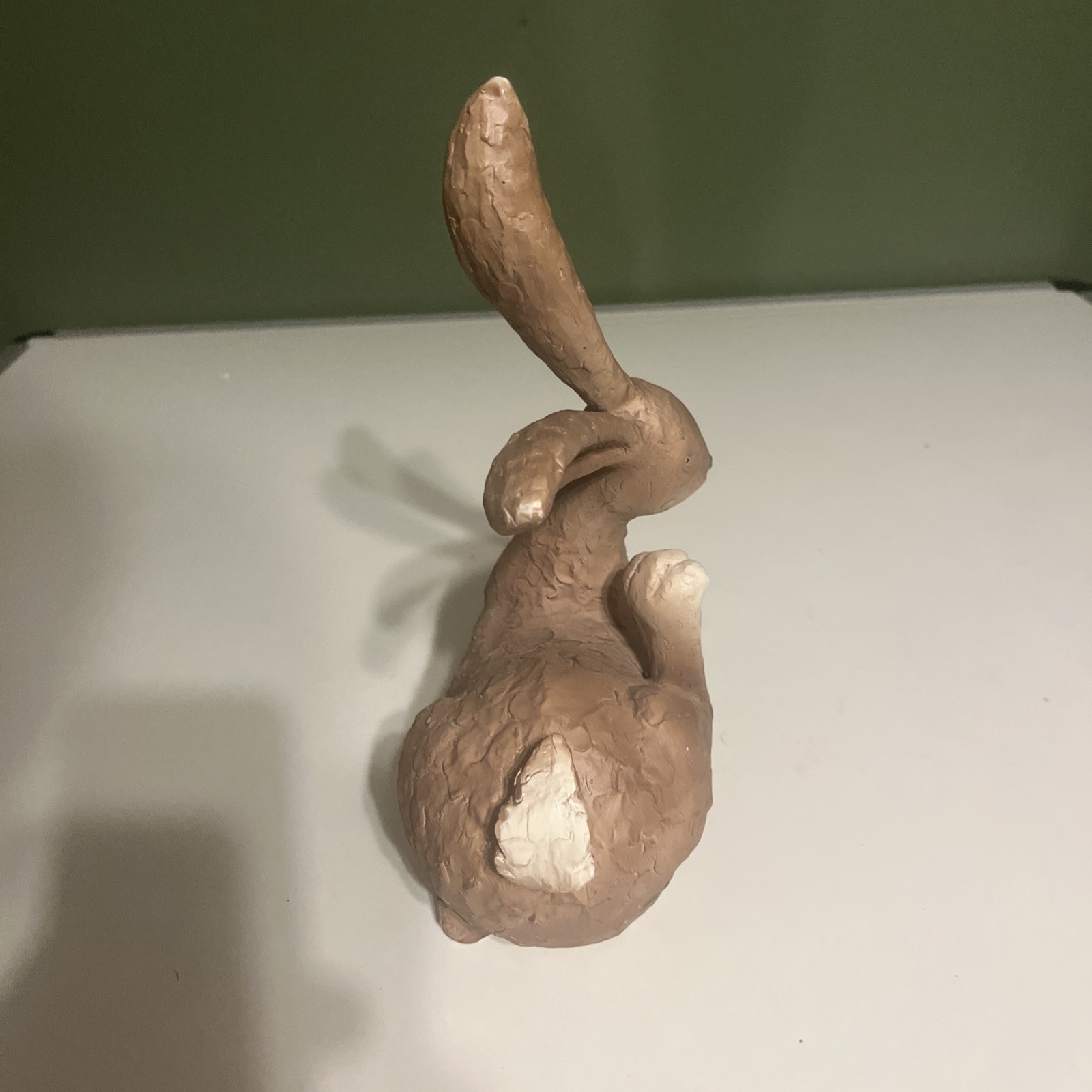Bunny Sitting & Scratching Sculpture Made Of Resin/Ceramic 10×8” By Young’s Inc