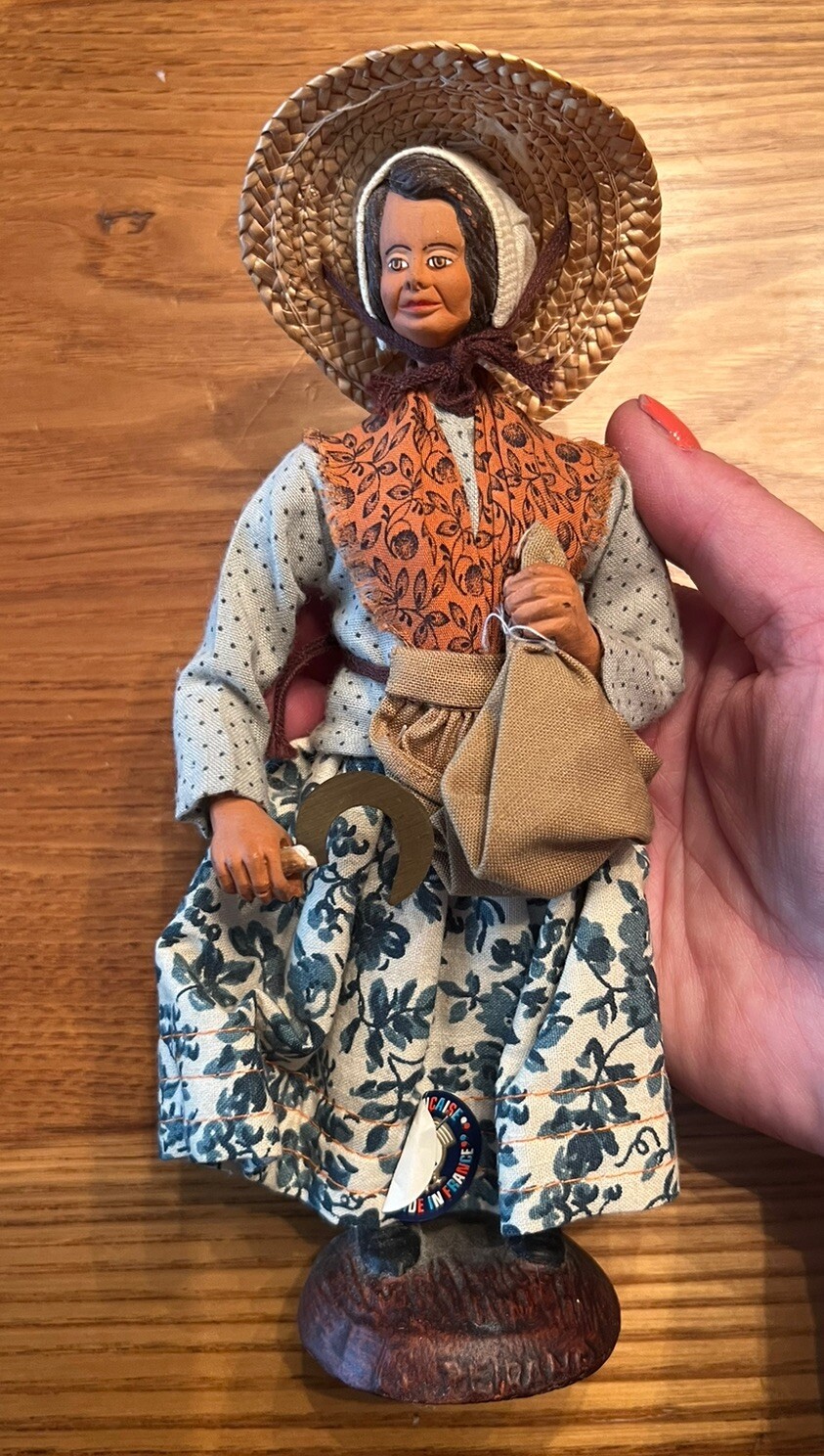 French SANTON DE PROVENCE Lady Doll S PEIRANO Clay Head, Hands & Feet Vtg