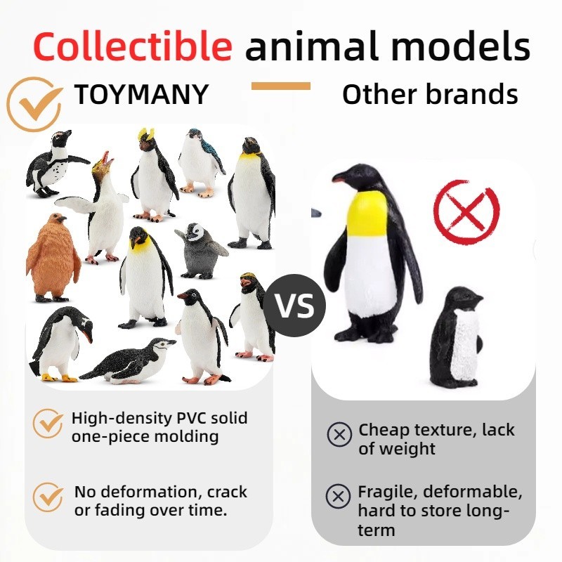 Toymany 12-pcs Penguin Animal Figurine Collectible Hand-painted Toy Set