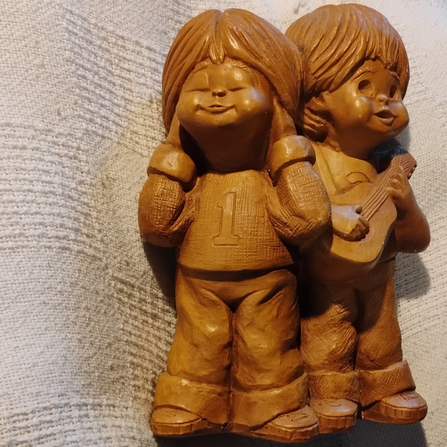 Vintage Bill Mack Frannkins Sculpture Ukulele Two Children Music 1975