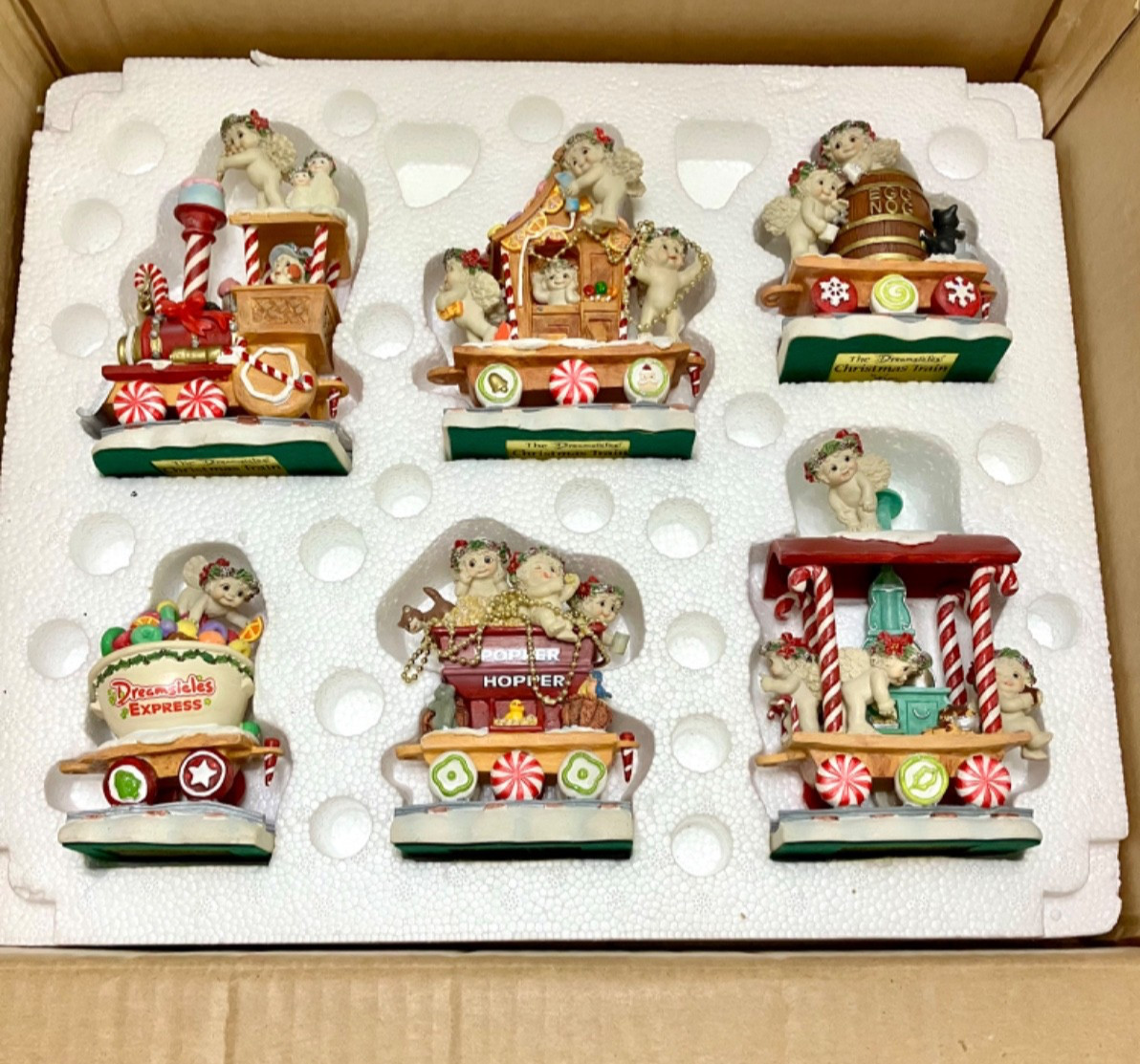 Vintage 2002 Dreamsicles Christmas Train by Kristin 6 pcs Complete in Box, NICE!