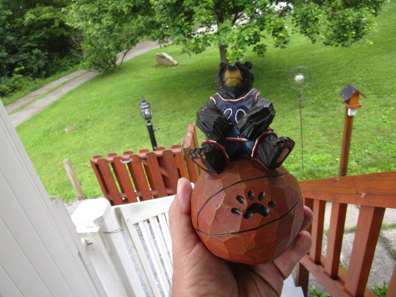 BLACK BEAR BALL PLAYER~[ SITTING ON BASKETBALL FIGURINE ]~~L@@K!!!
