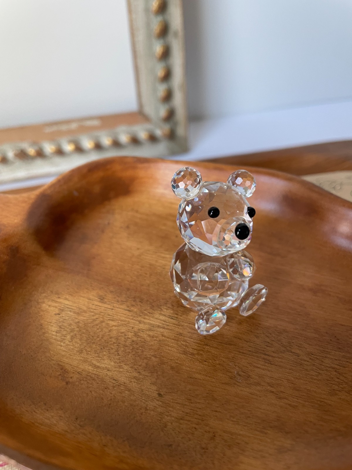 Swarovski Crystal Teddy Bear Figurine Retired Clear Faceted No Box