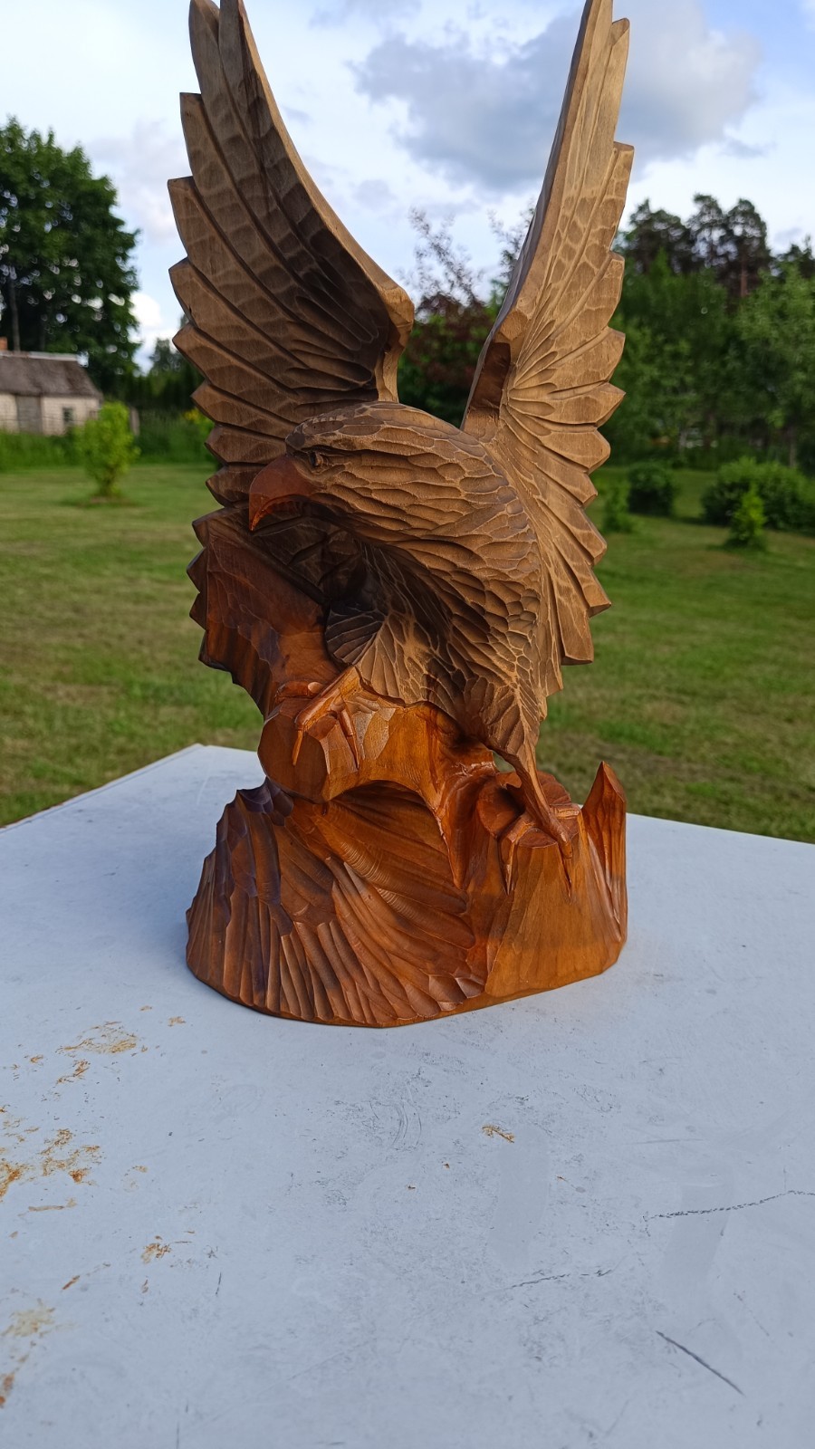 Vintage USSR Wooden Sculpture Eagle