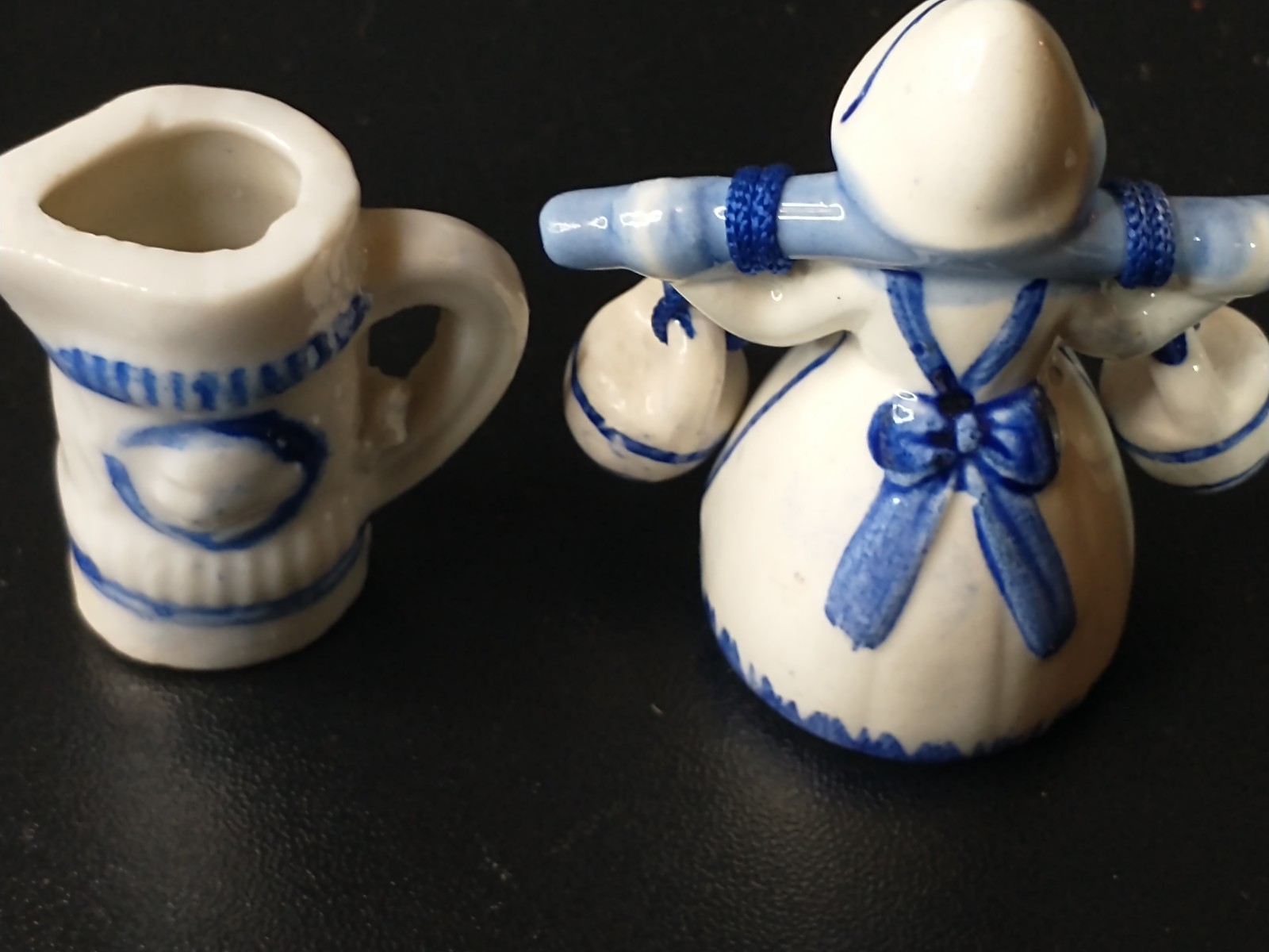 collection of Delft Blue and white ceramic collectibles from Holland
