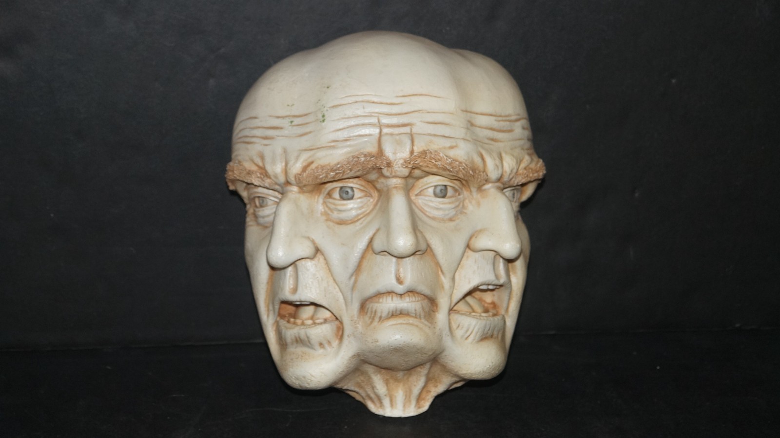 3-Faced Three Face Man Wall Art Figural Sculpture Figurine