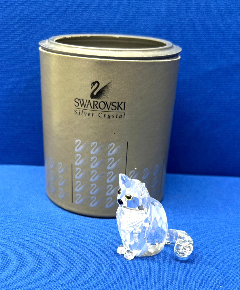 Swarovski Sitting Cat Crystal Figurine 160799 With Box Retired Made In Austria