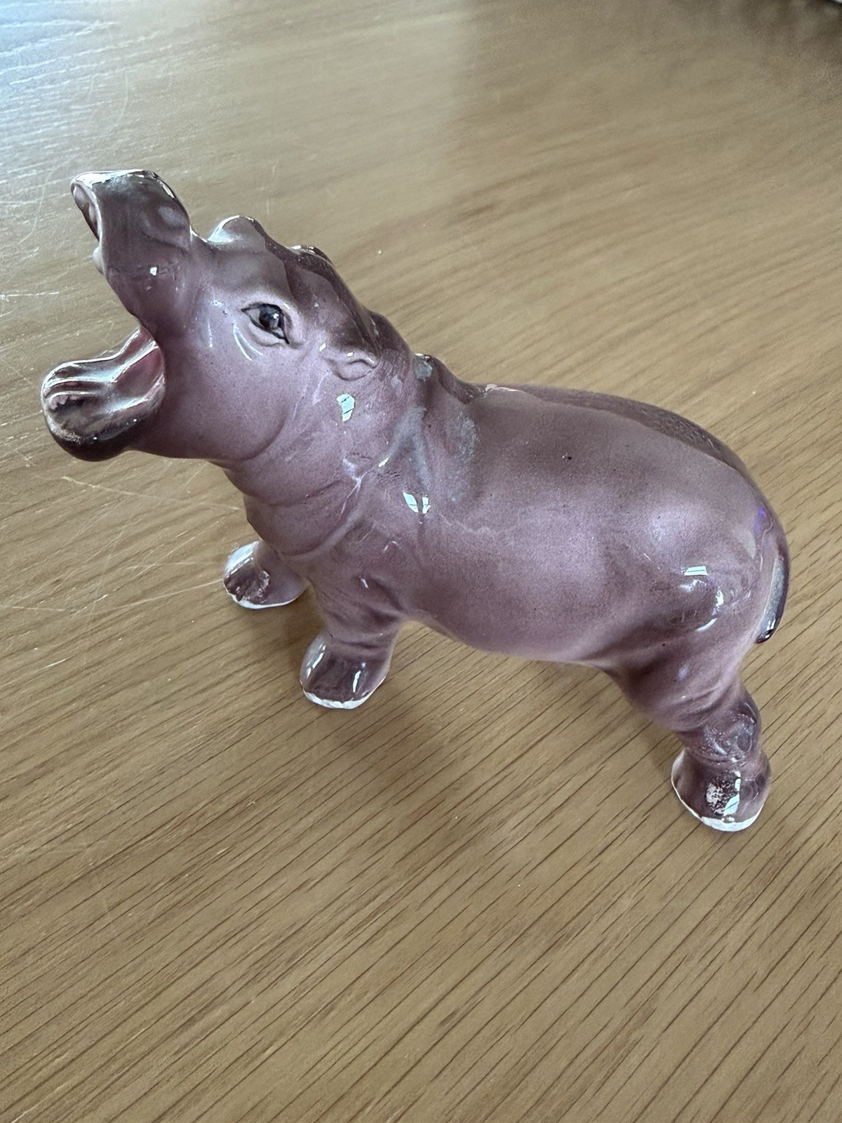 Vintage Lucky Hippo Open Mouth Hippopotamus Figure