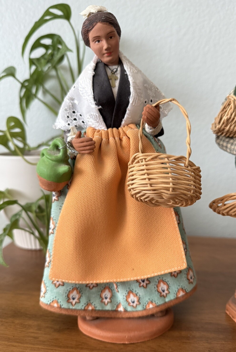 Vintage Claude Carbonel Santon De Provence French Folk Art Woman & Man Figurines