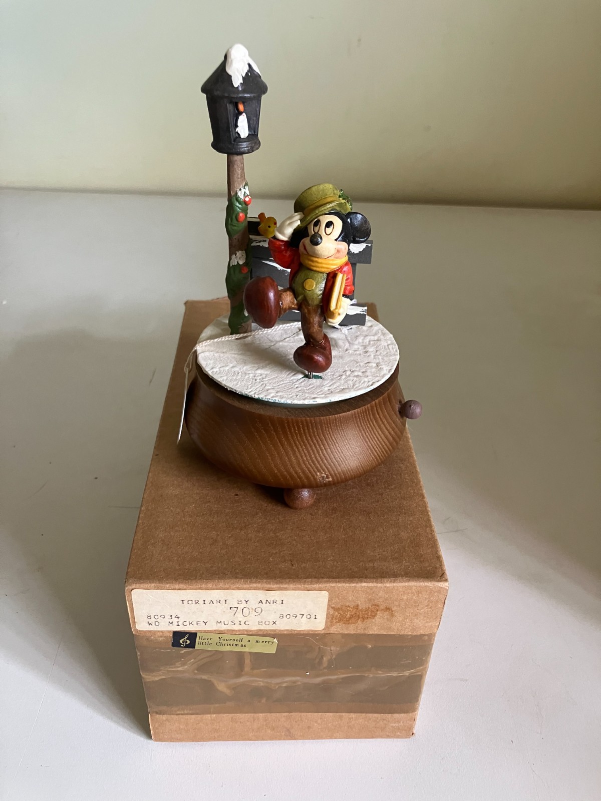 Anri-Mickey Mouse Musical Hand-Carved Wooden Figurine