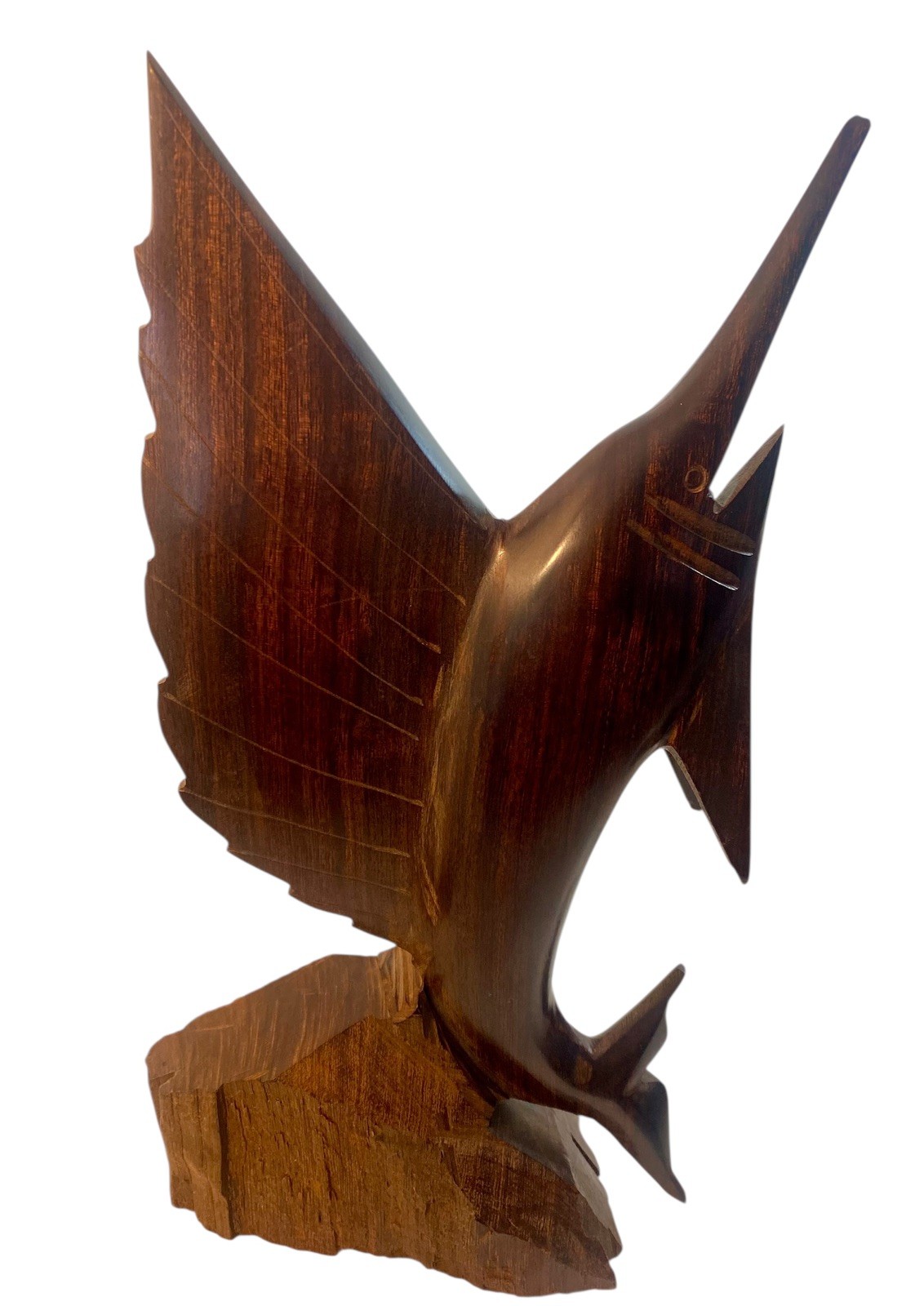 VTG Hand Carved Sailfish Swordfish Figurine Wood Marlin 12.5 in Nautical Decor