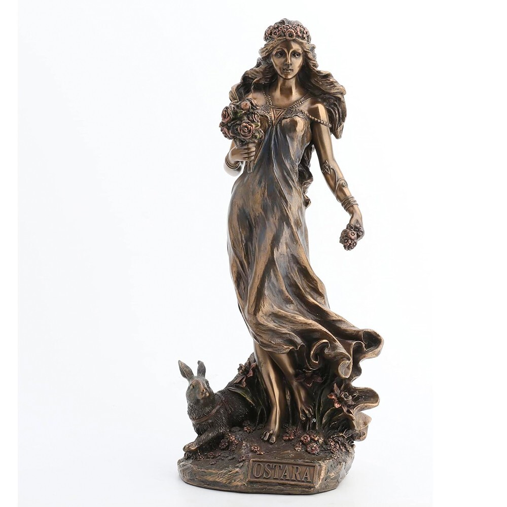 Ostara Goddess of Easter Bronze Statue Resin Germanic Figure Crafts Gift 10.3 In