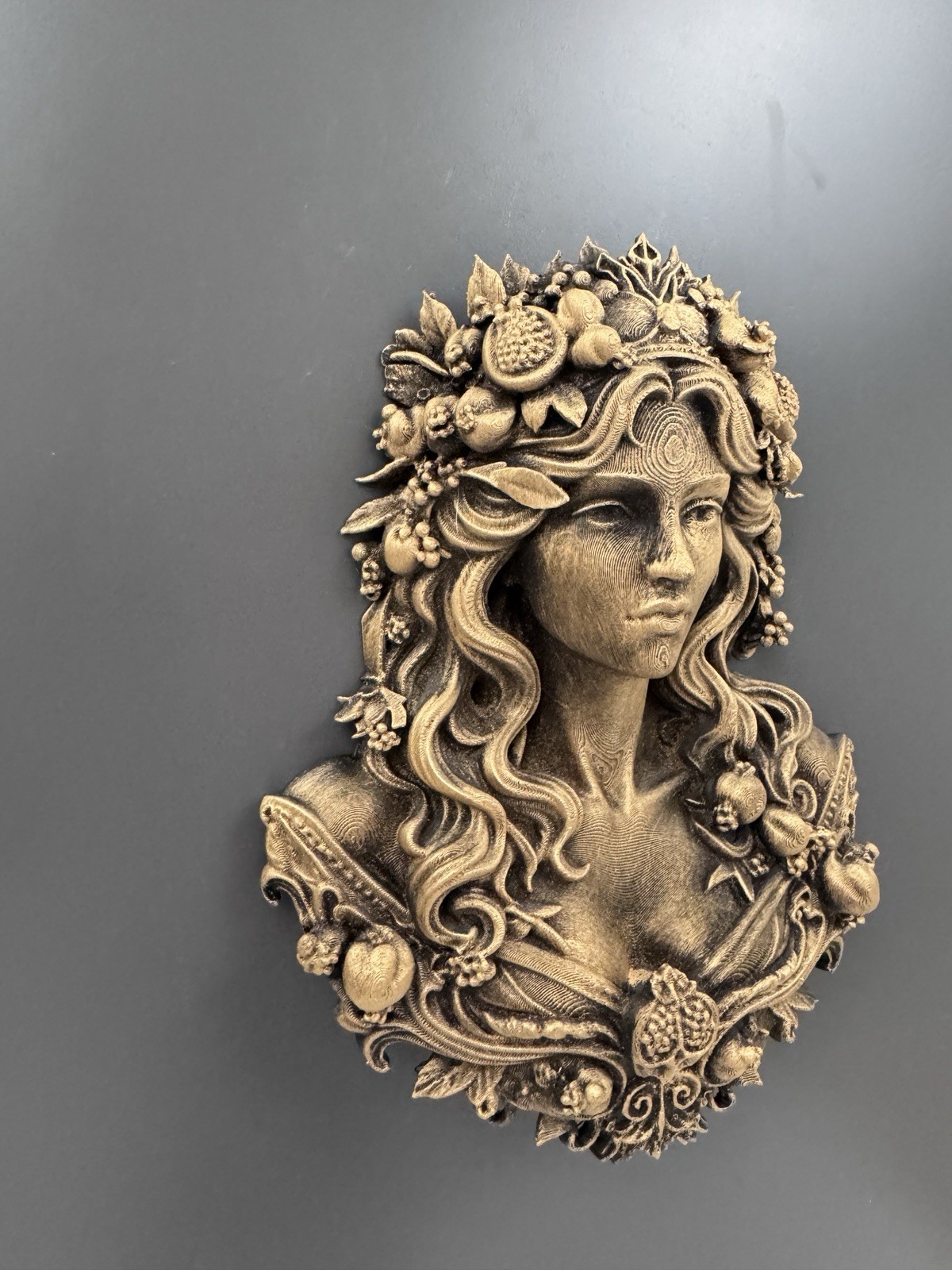 Persephone Wall Sculpture Greek goddess Bust Pomegranate Queen Mythology Decor