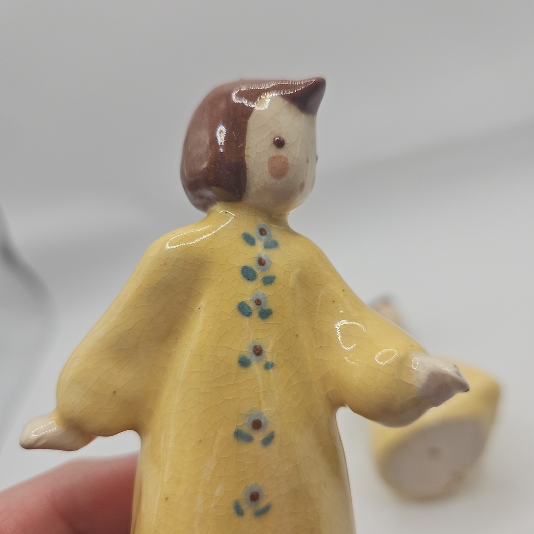 Two Vintage Yellow Angel Figures 3.5 Inches Tall