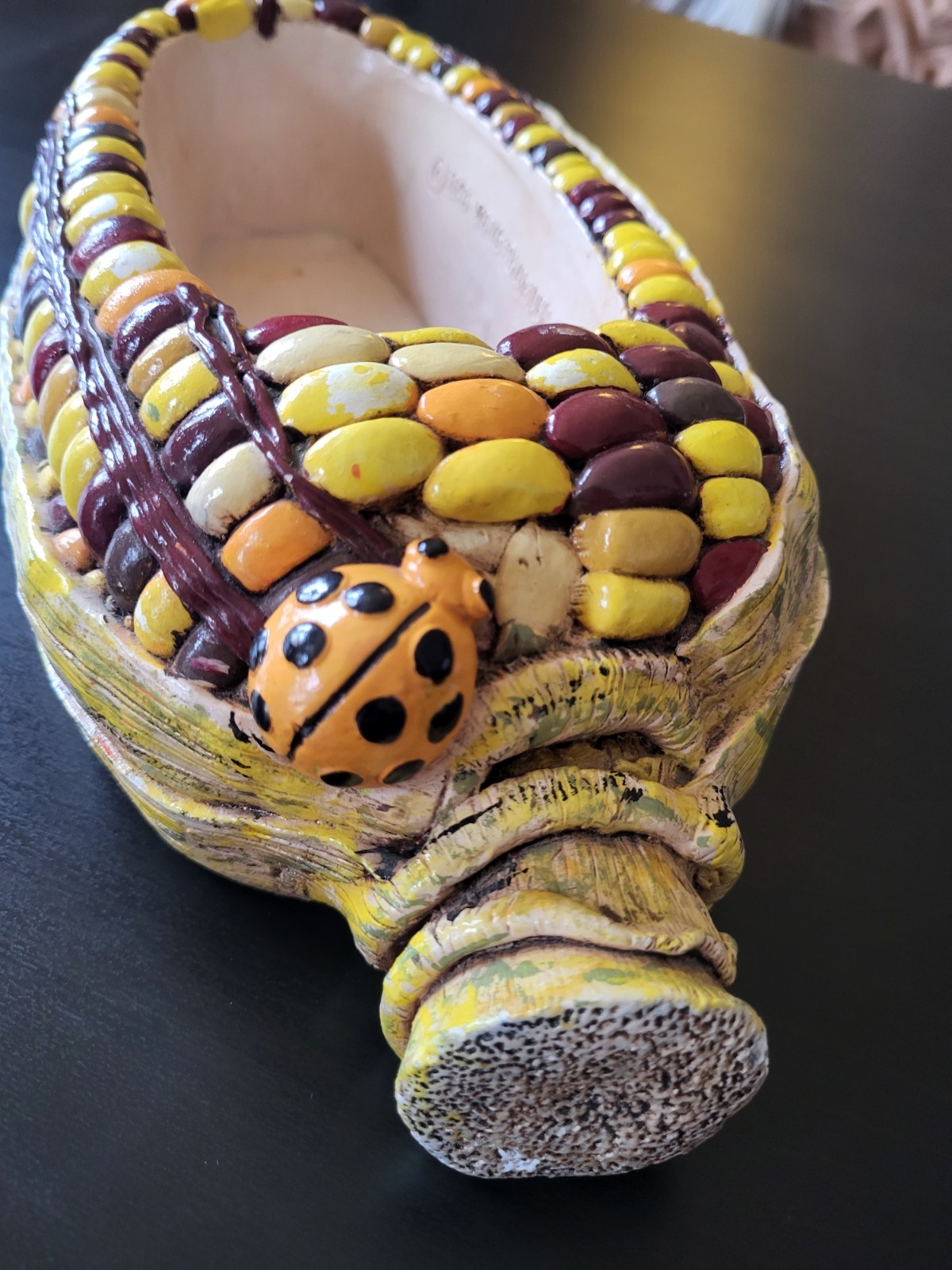 Juta Sangthaweep Rare 1975 Chalkware Ear Of Corn With Ladybug 13.5″ Long