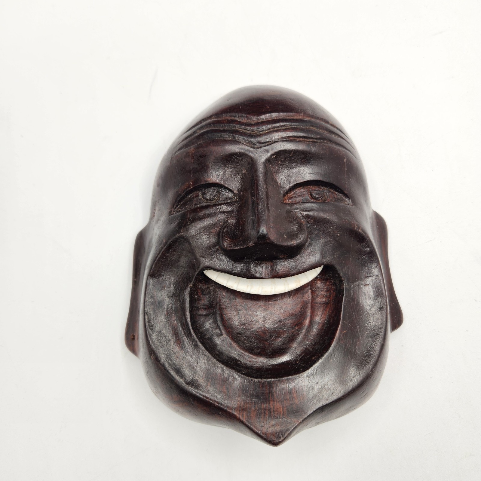 Wooded face Ethnic Hand Carved Buddha Deity with White Teeth 6.5″ Balinese