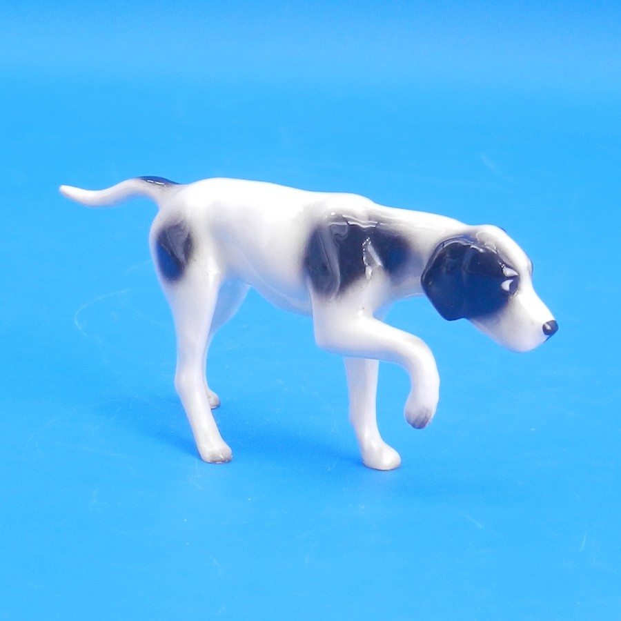 Hagen Renaker Miniature POINTER Black & White Hound Dog Vintage Figurine