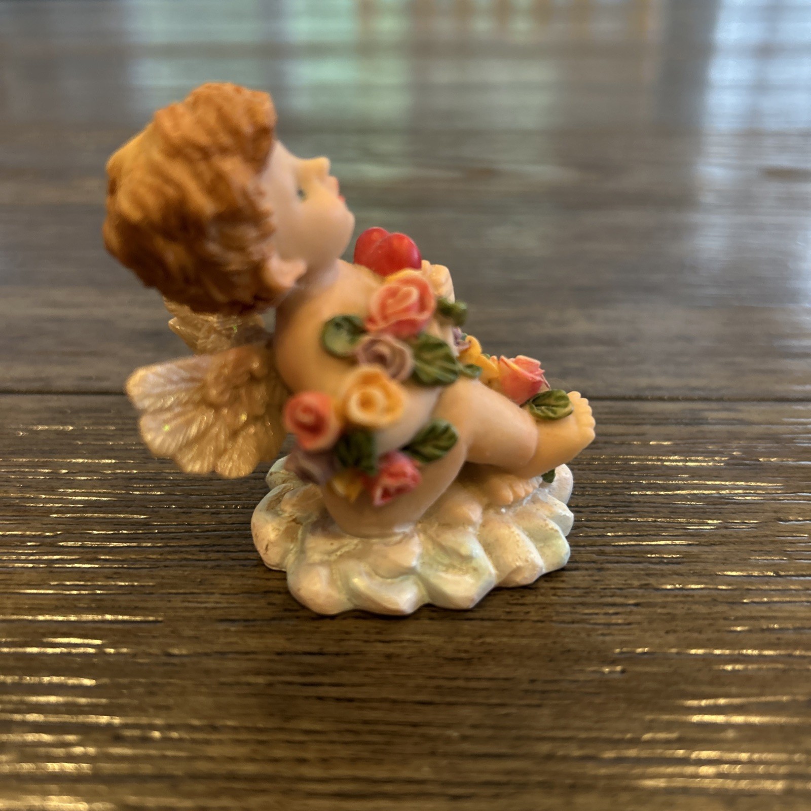 Angels/Cherubs Set Of 3 Figurines Pink Flowers