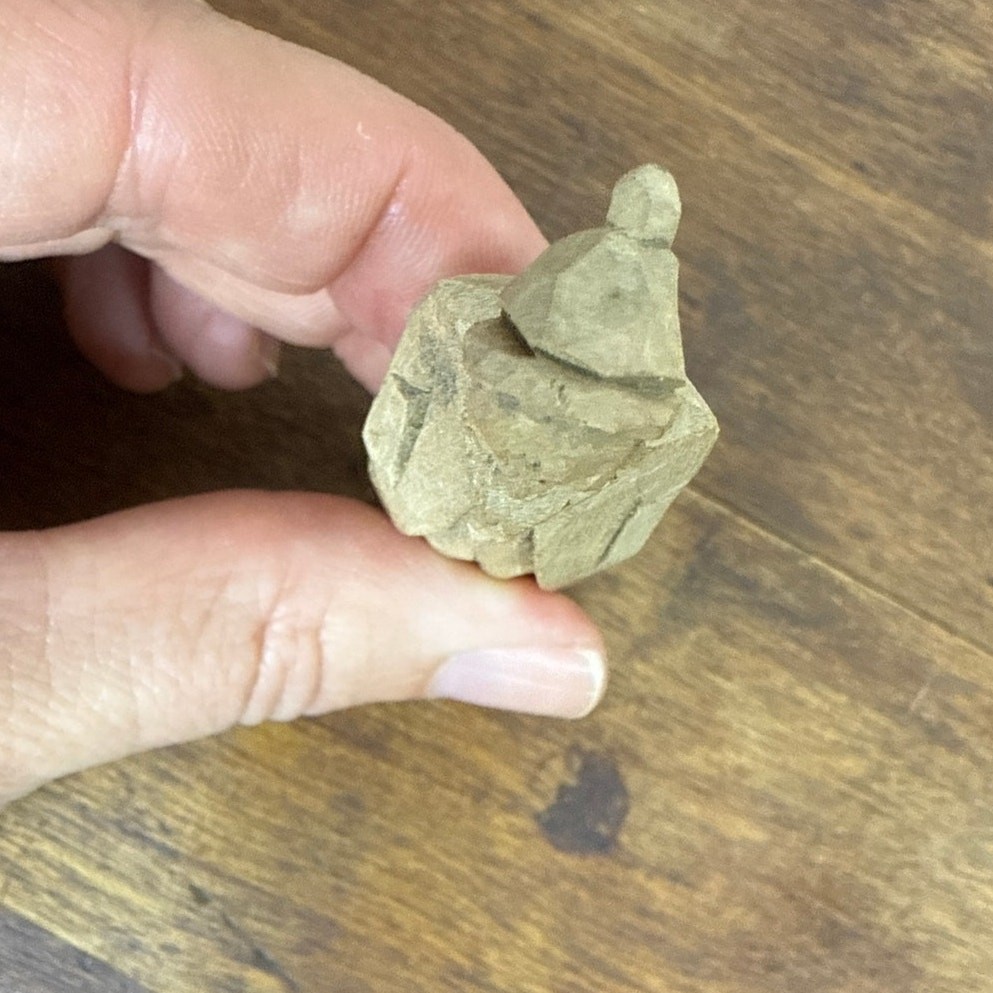 Hand Carved Miniature Trinket Raw Wood Bearded Man / Fisherman Figure Folk Art