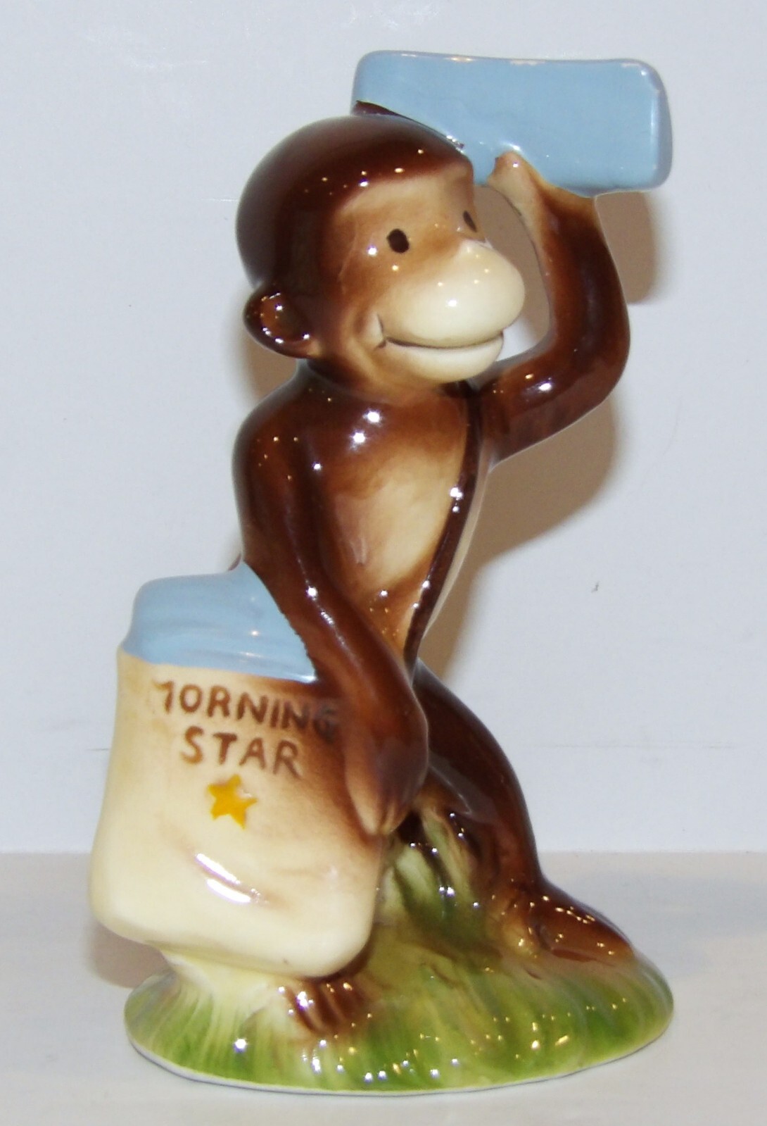 1981 GORHAM CURIOUS GEORGE HAND PAINTED MARGARET E REY NEWSPAPER FIGURINE
