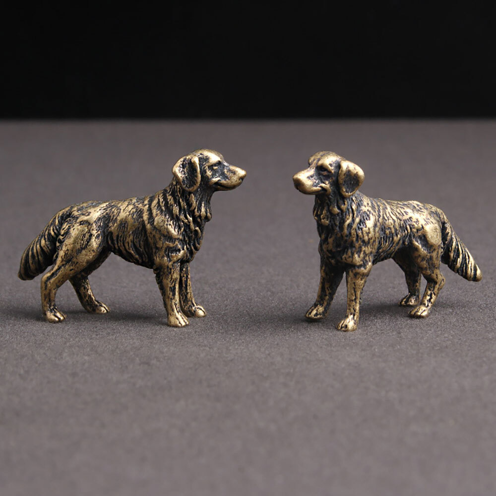 Small Dog Figurine Solid Brass Dog Statue Home Decoration Animal Figurines Toys