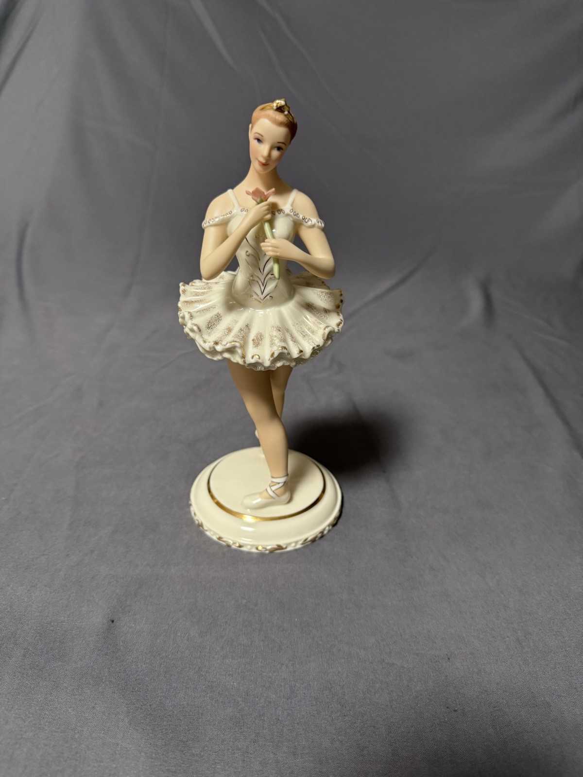 Lenox Poised Perfection Figurine Ballerina with Pink Flower Handcrafted