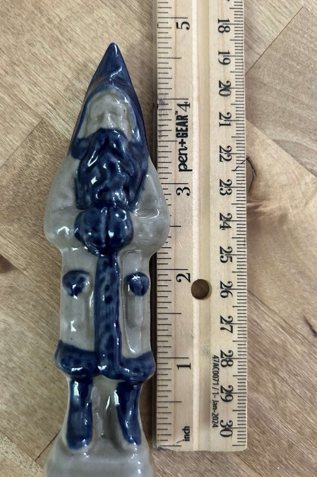 Beaumont Brothers Pottery Vintage Santa 4.75 Inch’s Salt Glazed W/ Cobalt Blue
