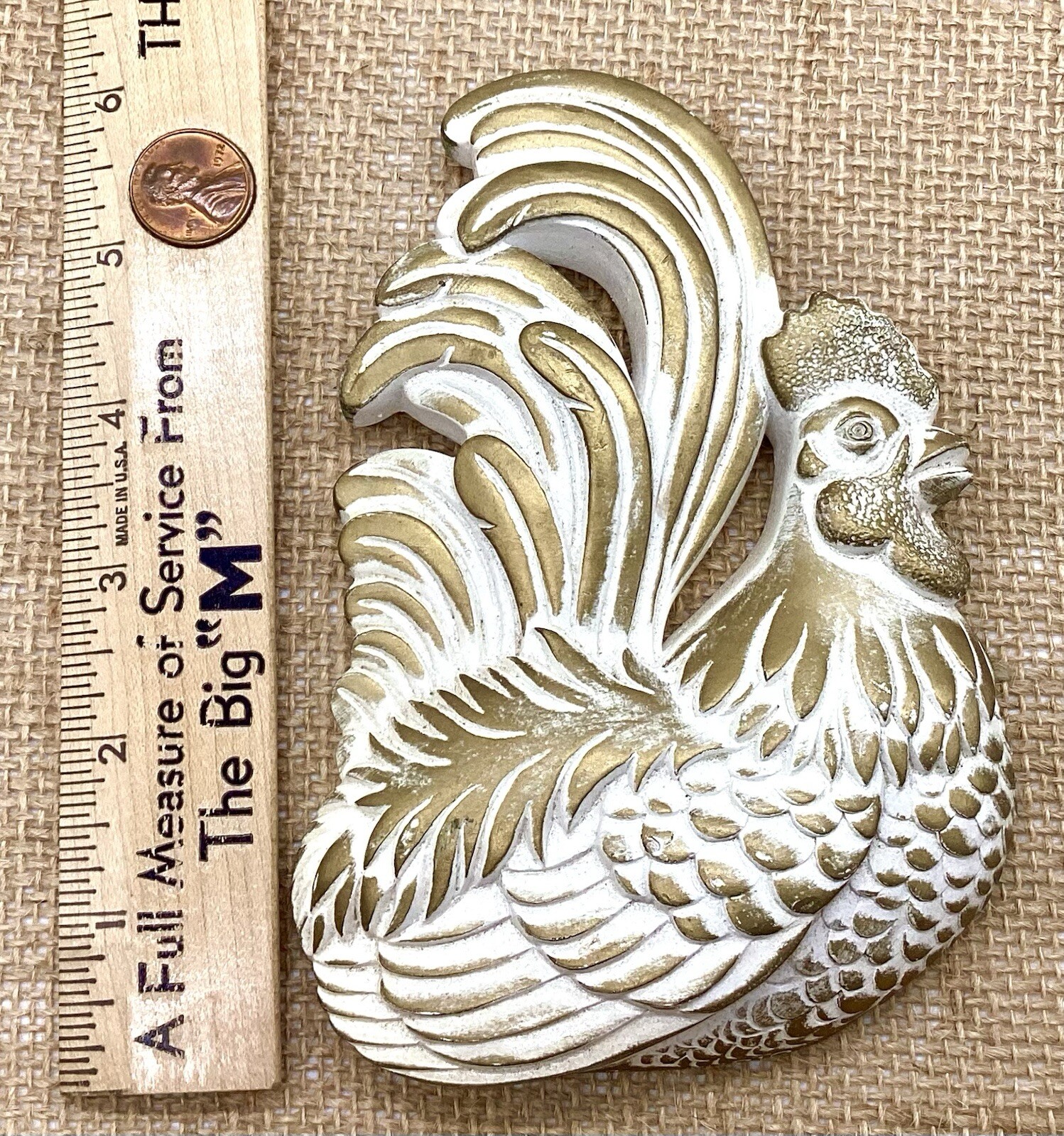 VTG Gold Chicken Hen Chalkware Wall Plaque Miller Studio Farmhouse Decor