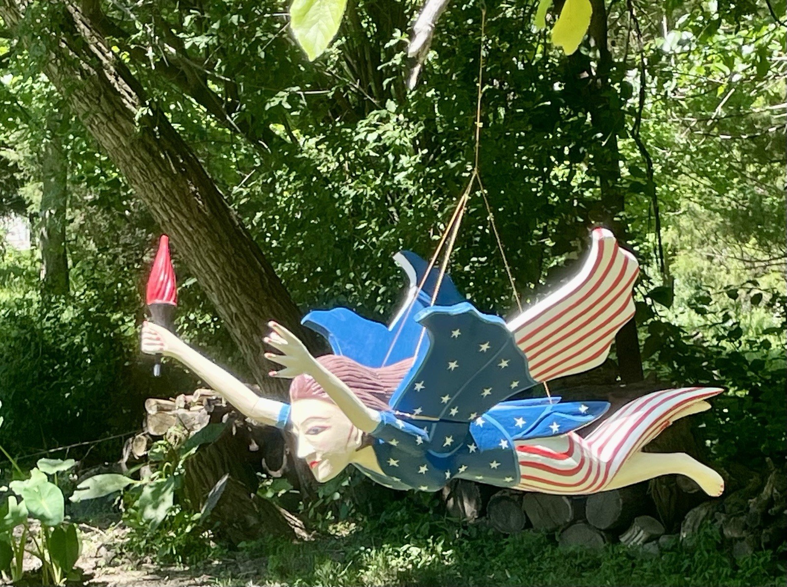 Flying Lady Liberty Patriotic – 19″ Folk Art America USA 250th Red White Blue