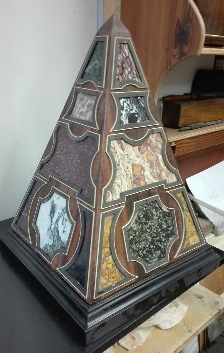 15″ black Marble Obelisk inlay pietra dura home dining room office decor art